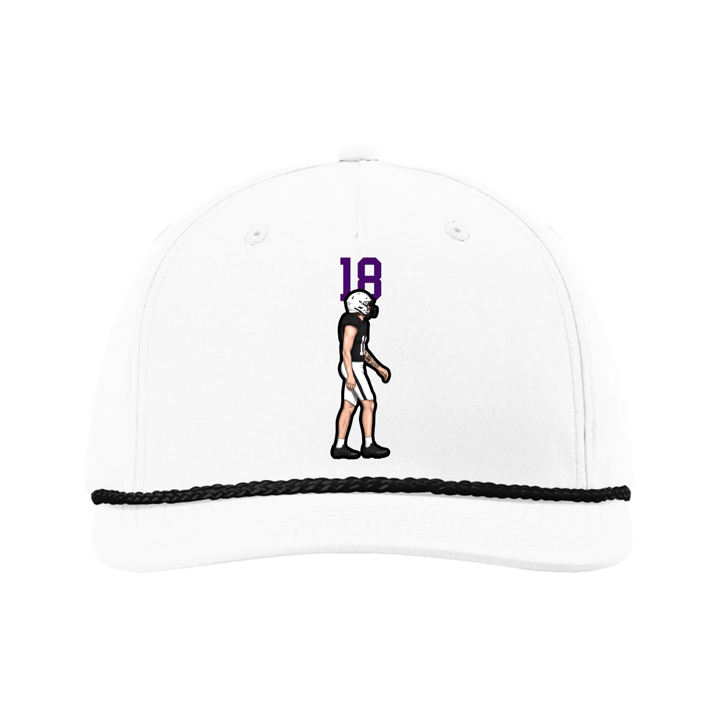 Five-Panel Classic Rope Cap — Number Top in White
