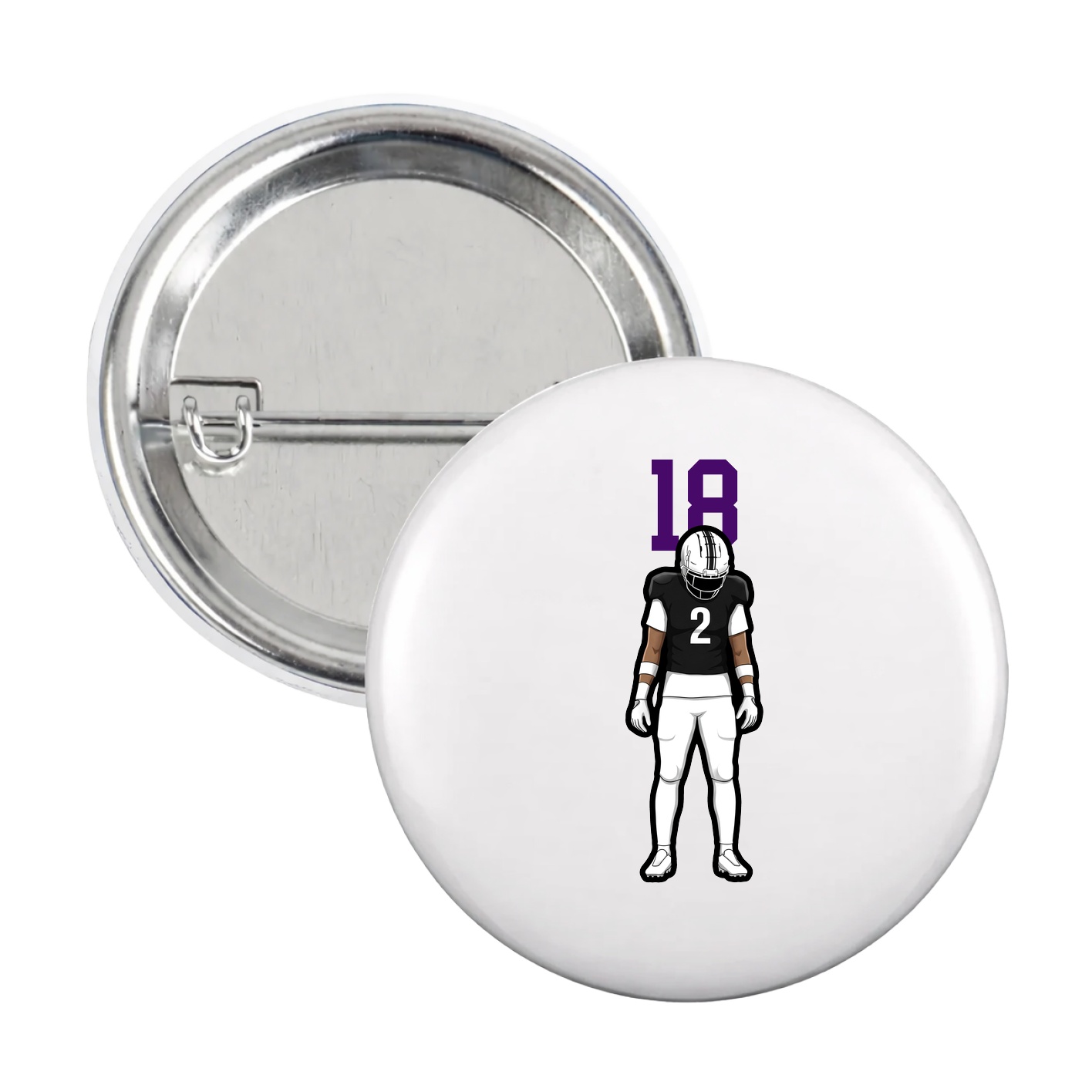 Game Day Button — Number Top in White