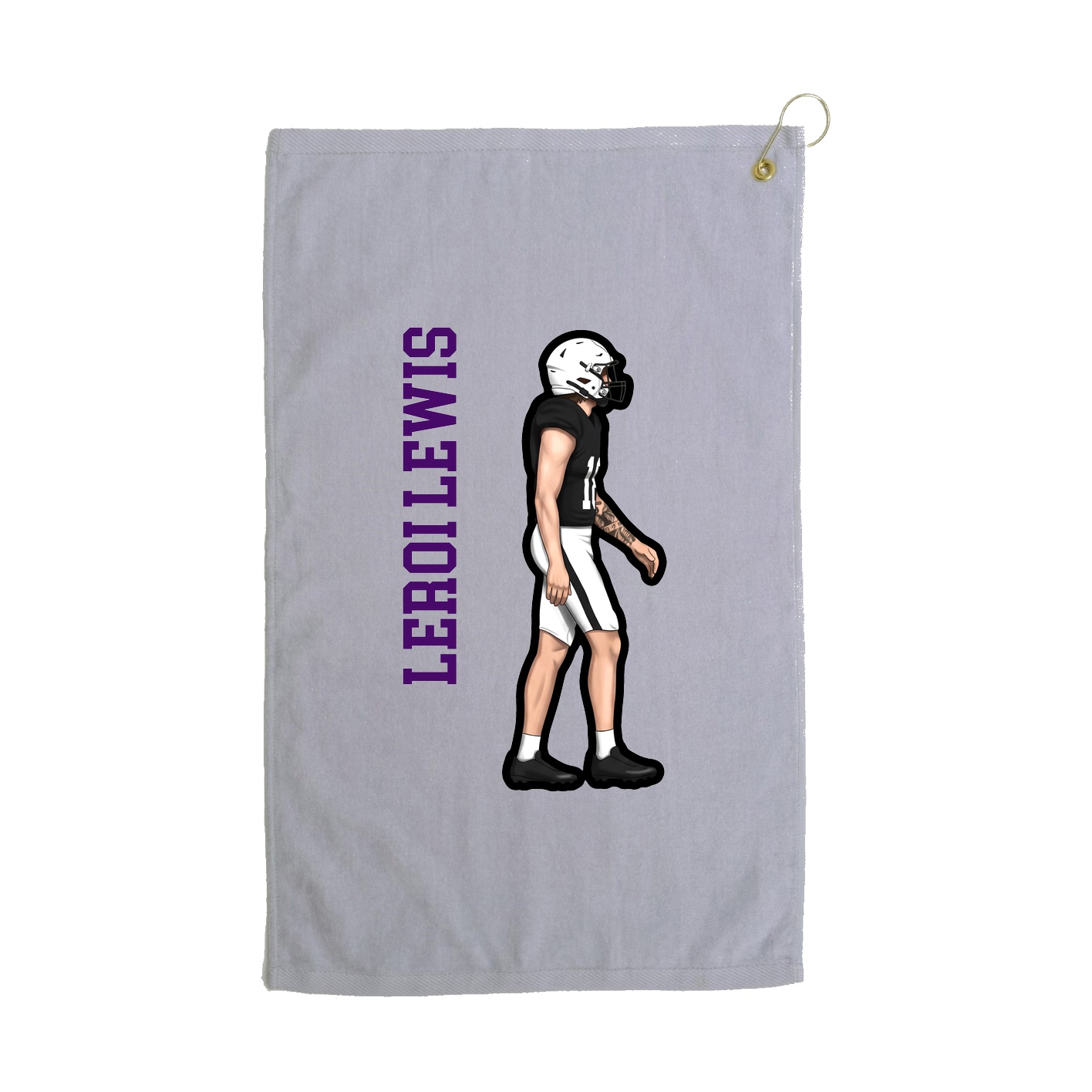 Golf Towel — Name Vertical in Grey
