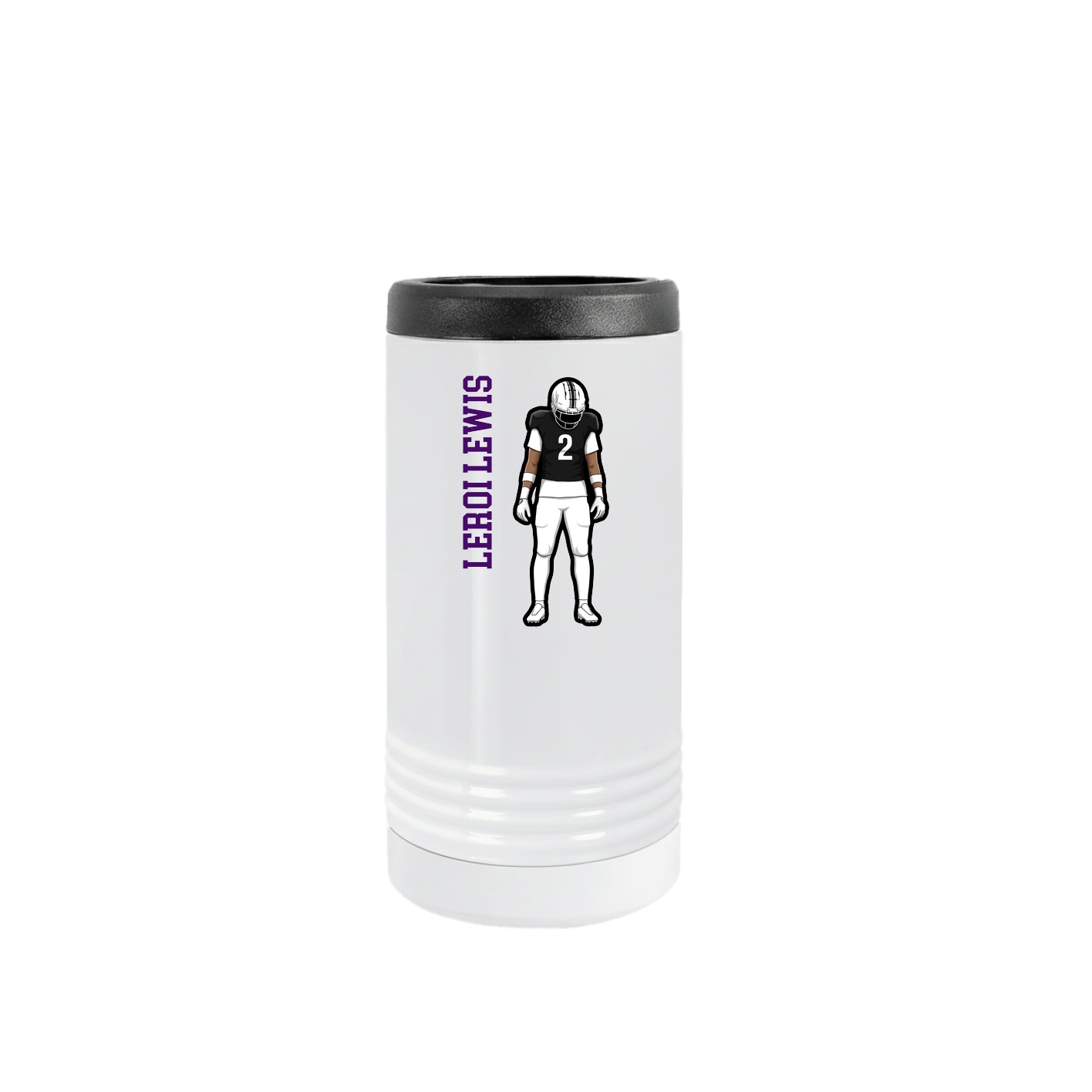 Slim Beverage Holder — Name Vertical in White