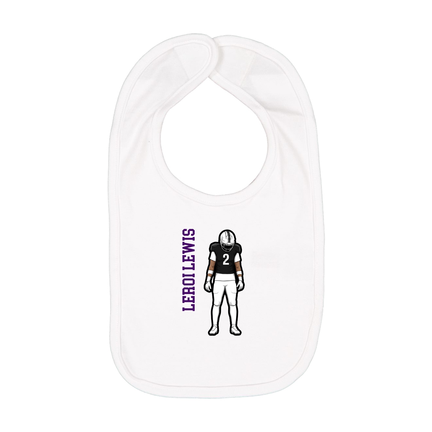 Infant Bib — Name Vertical in White