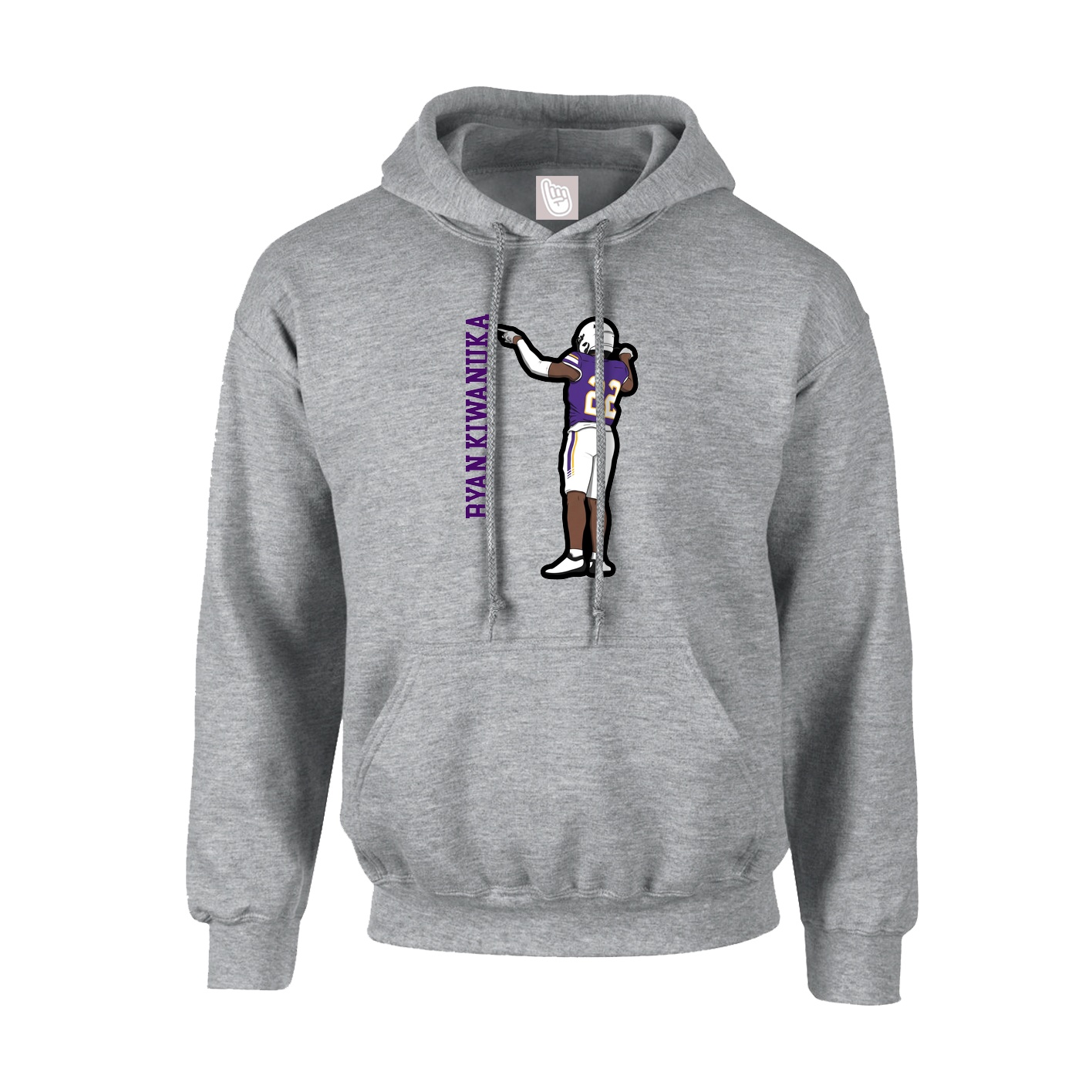Youth Hoodie — Name Vertical in Grey