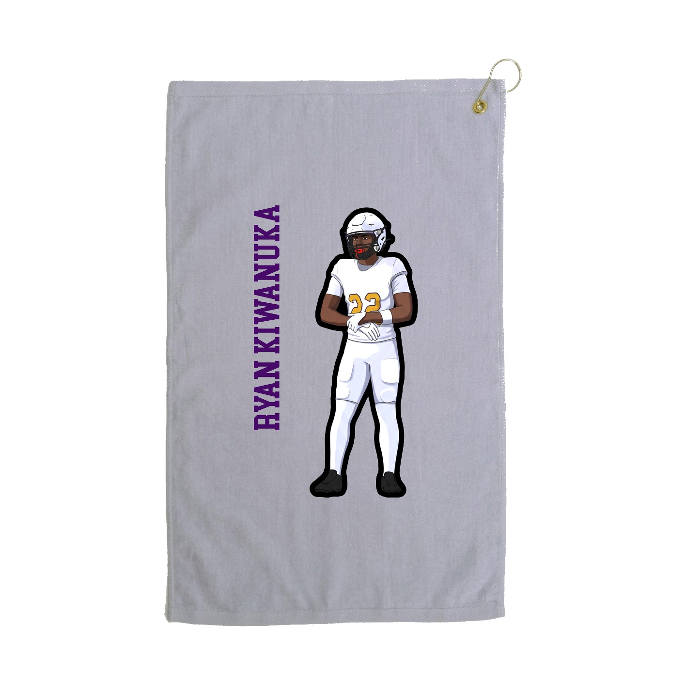 Golf Towel — Name Vertical in Grey