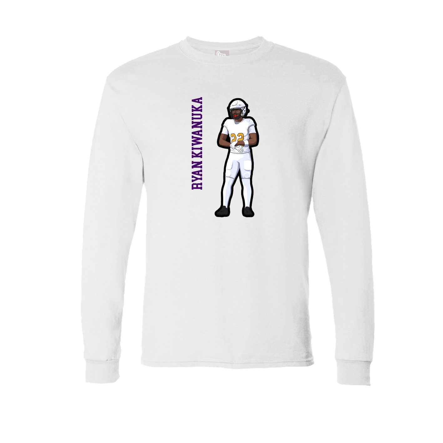 Long Sleeve Tee — Name Vertical in White