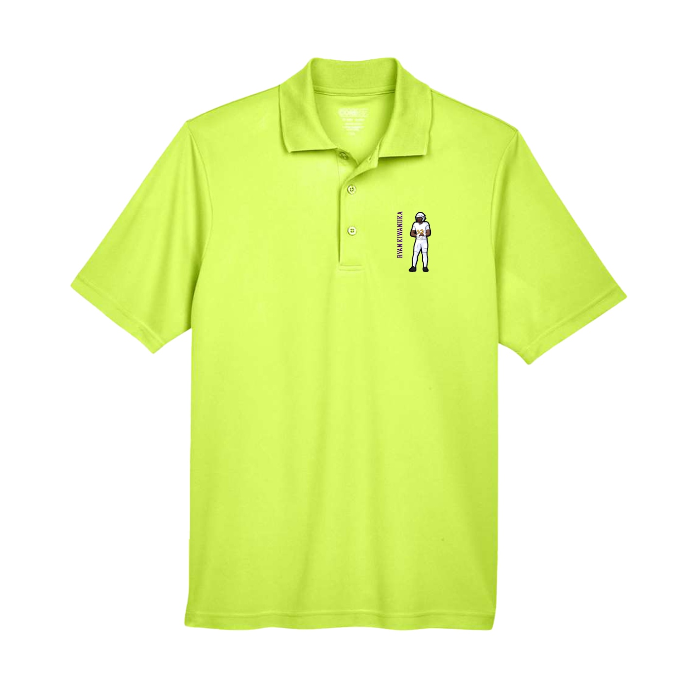 Performance Polo — Name Vertical in Yellow