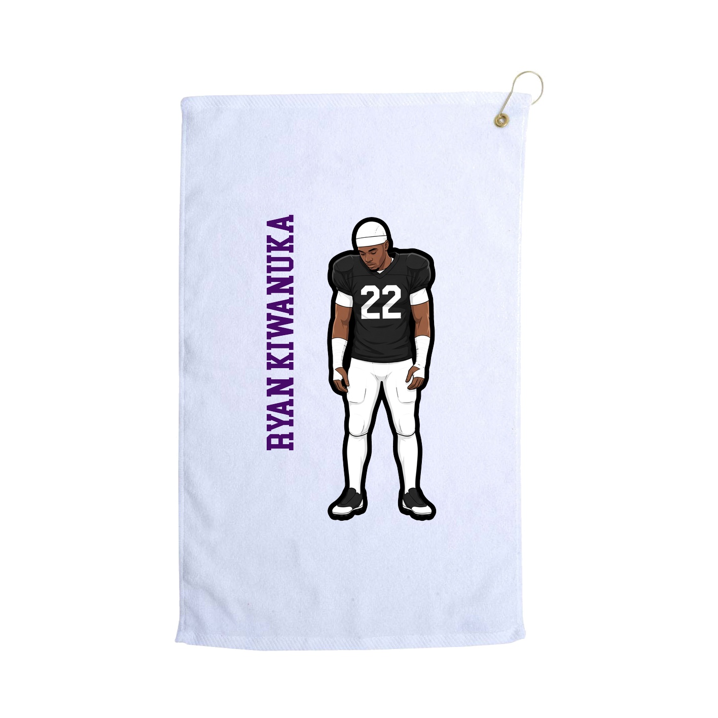 Golf Towel — Name Vertical in White