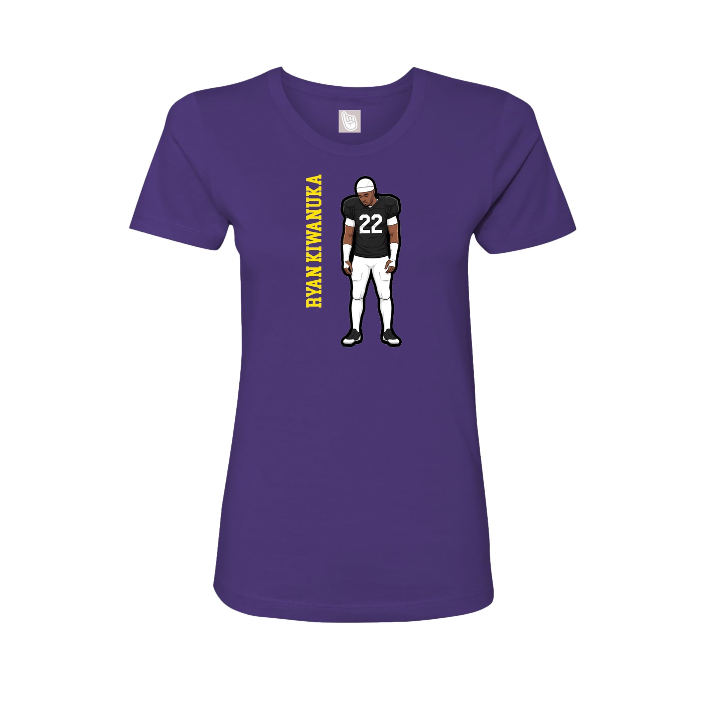 Fitted Women's Tee — Name Vertical in Purple