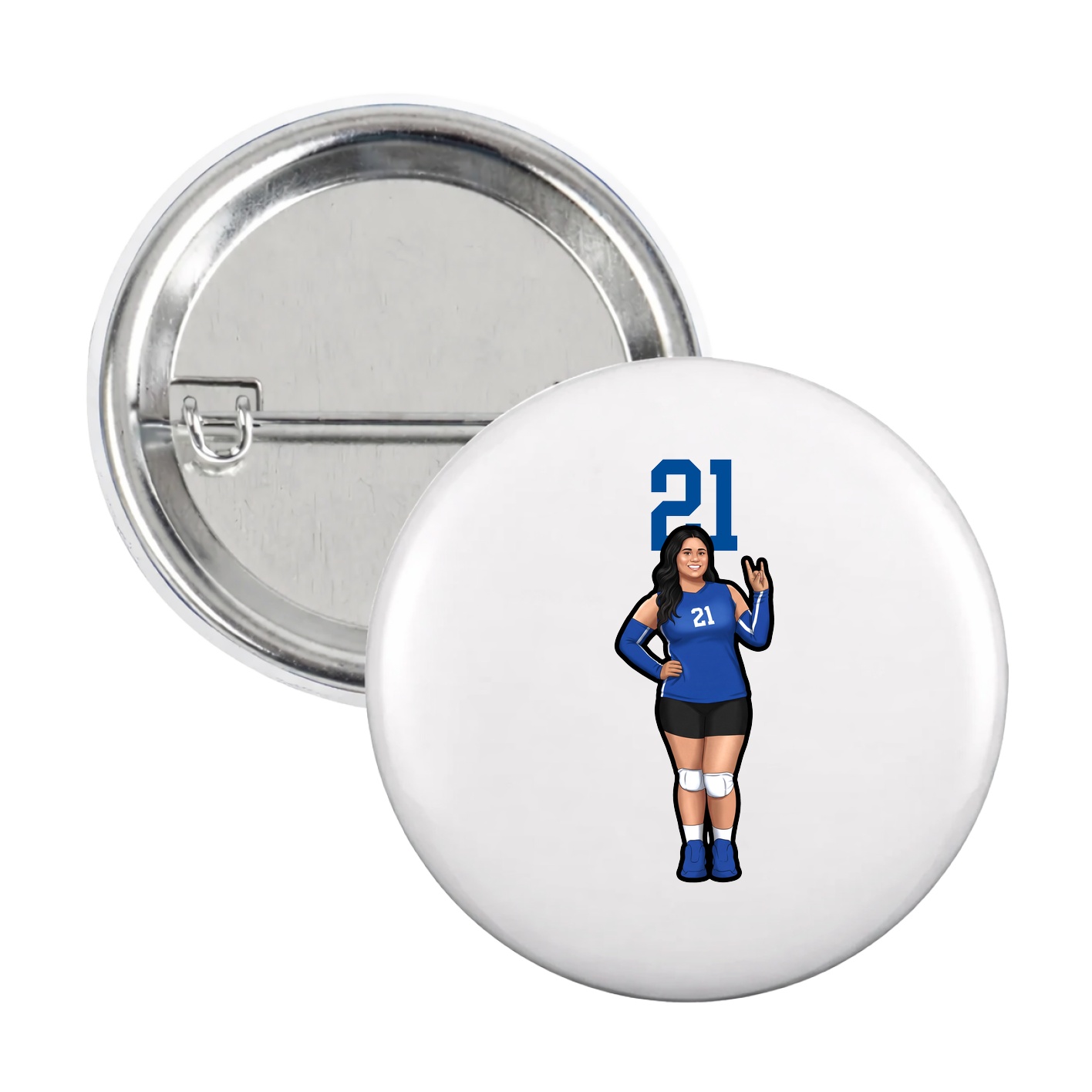 Game Day Button — Number Top in White