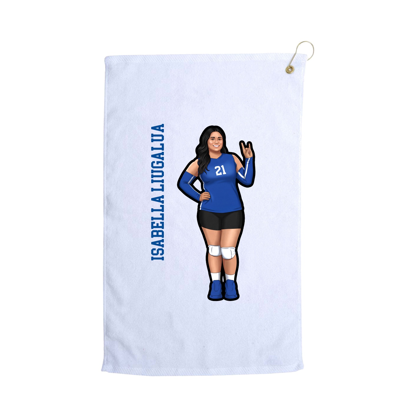 Golf Towel — Name Vertical in White