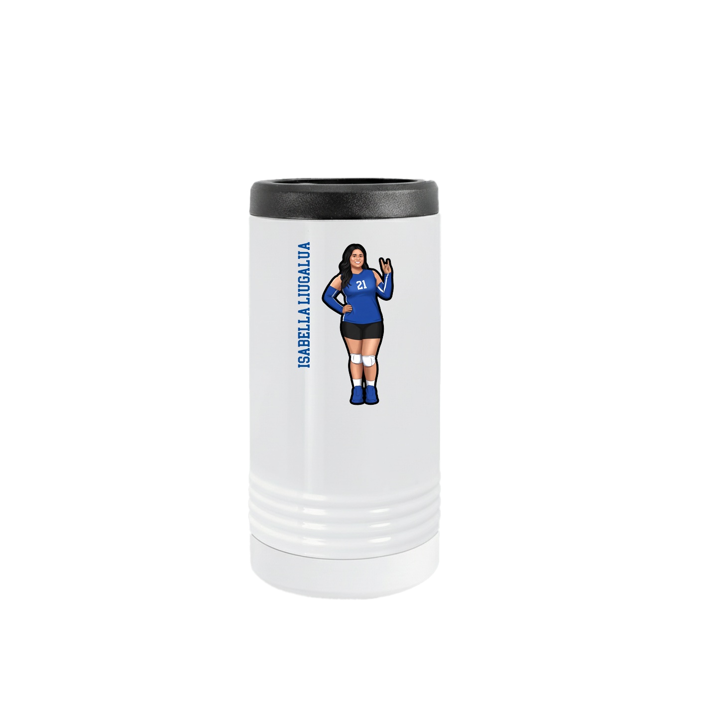 Slim Beverage Holder — Name Vertical in White