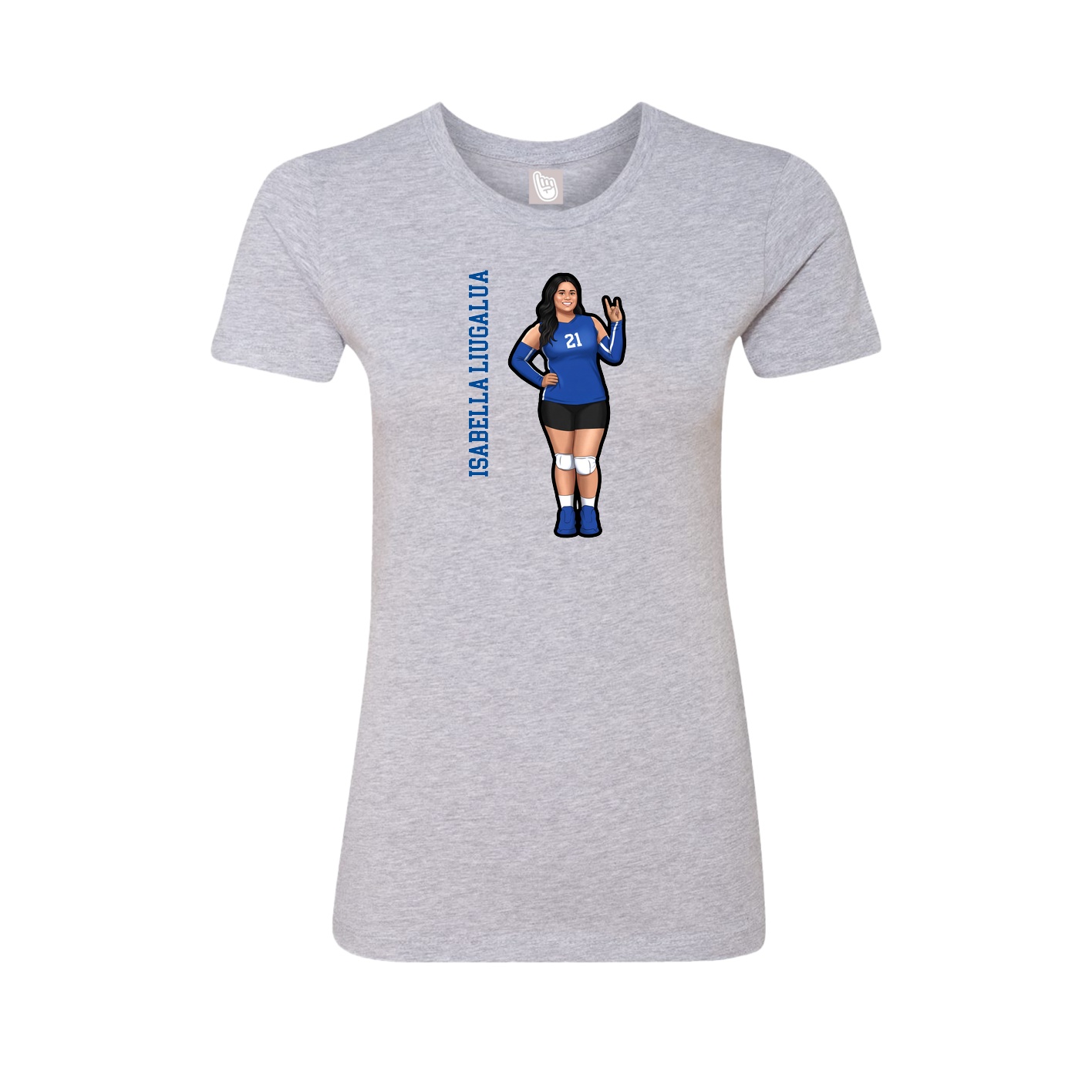 Fitted Women's Tee — Name Vertical in Grey