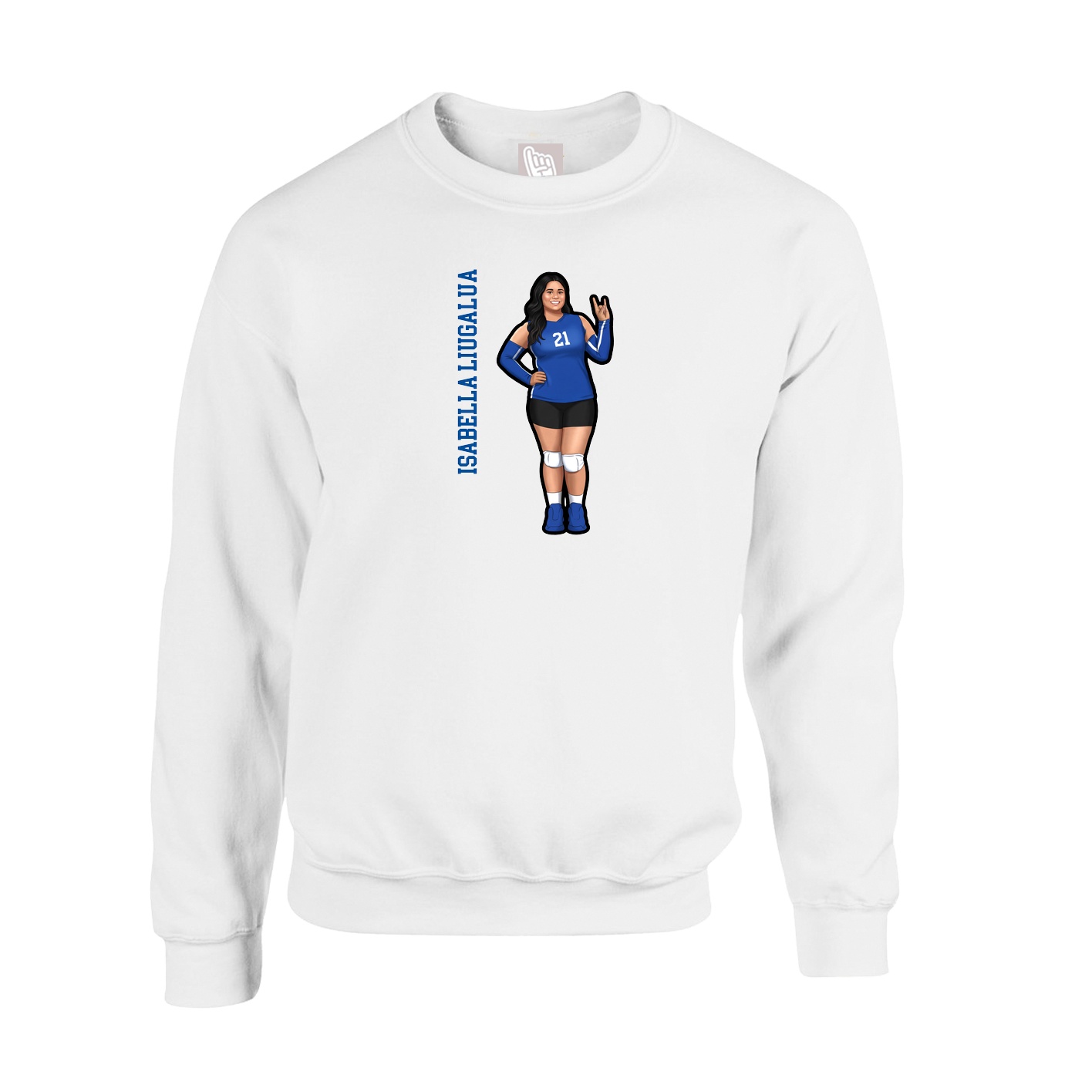 Fleece Crew — Name Vertical in White
