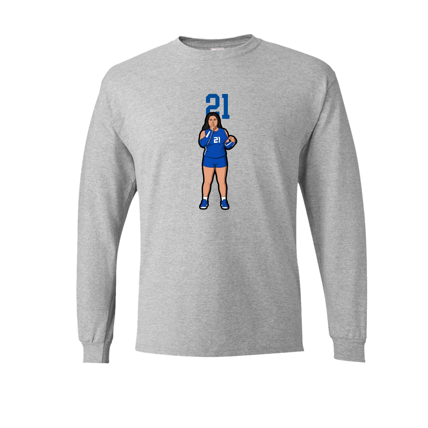 Long Sleeve Tee — Number Top in Grey