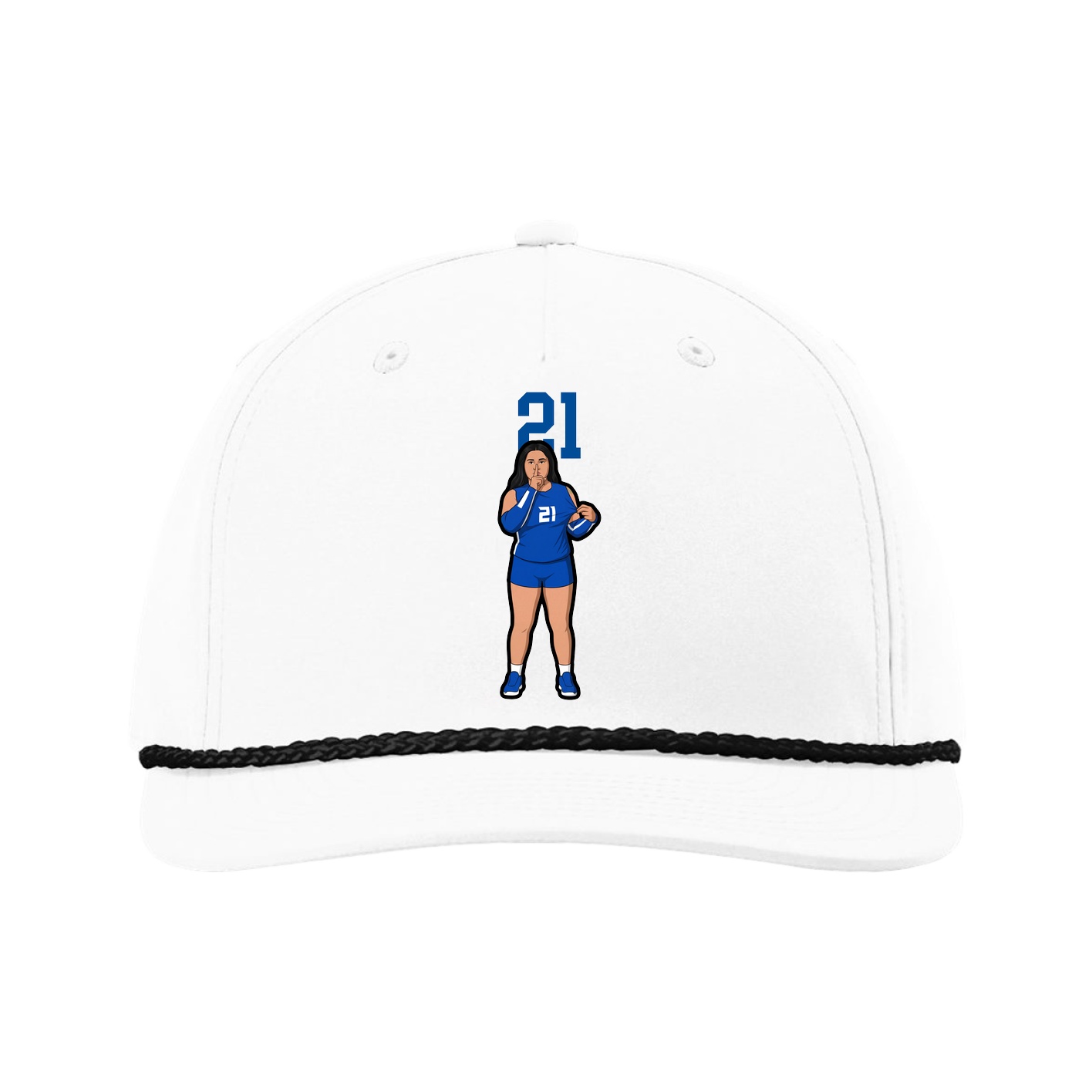 Five-Panel Classic Rope Cap — Number Top in White