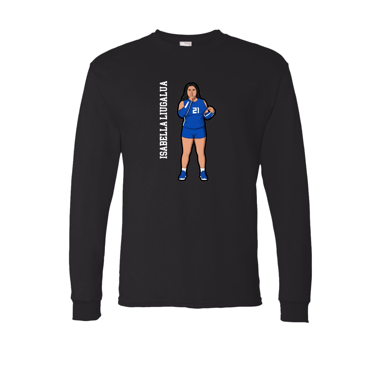 Long Sleeve Tee — Name Vertical in Black