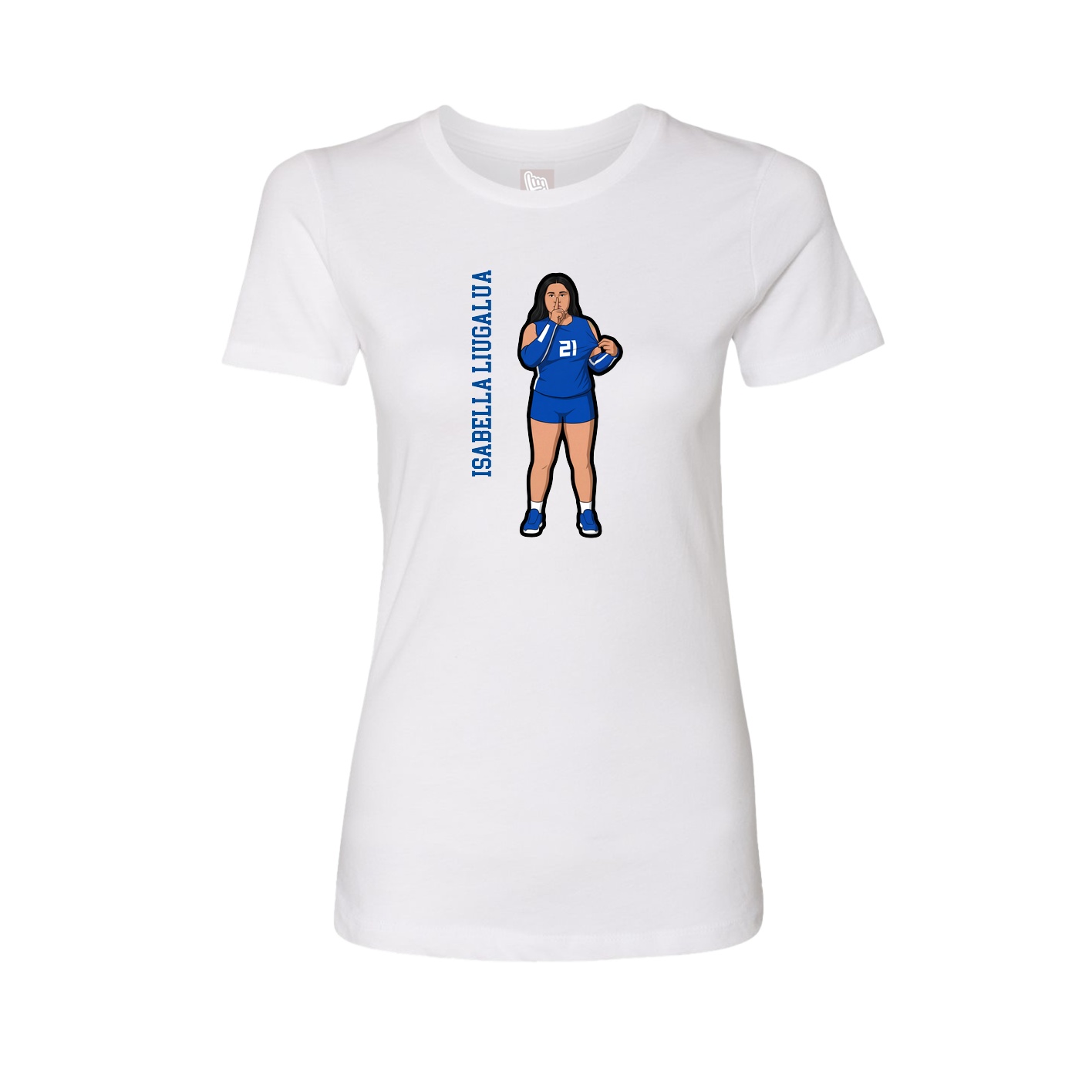 Fitted Women's Tee — Name Vertical in White