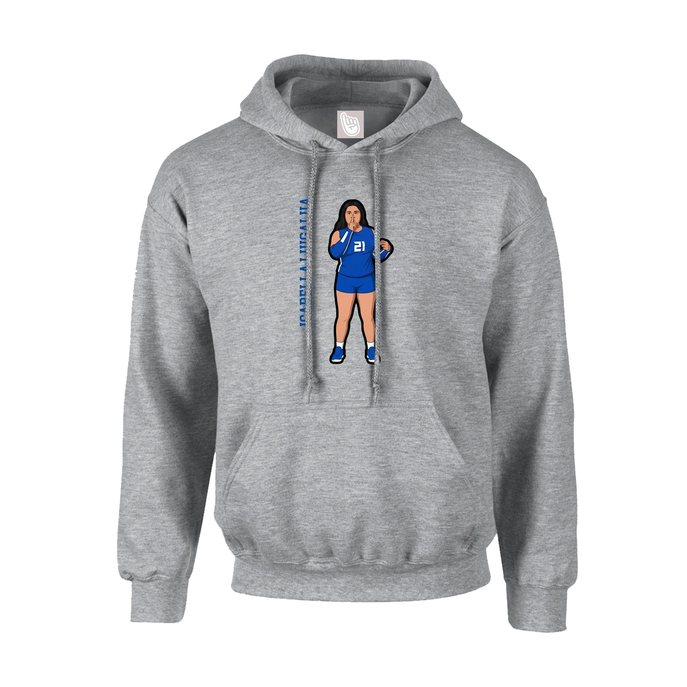 Hoodie — Name Vertical in Grey