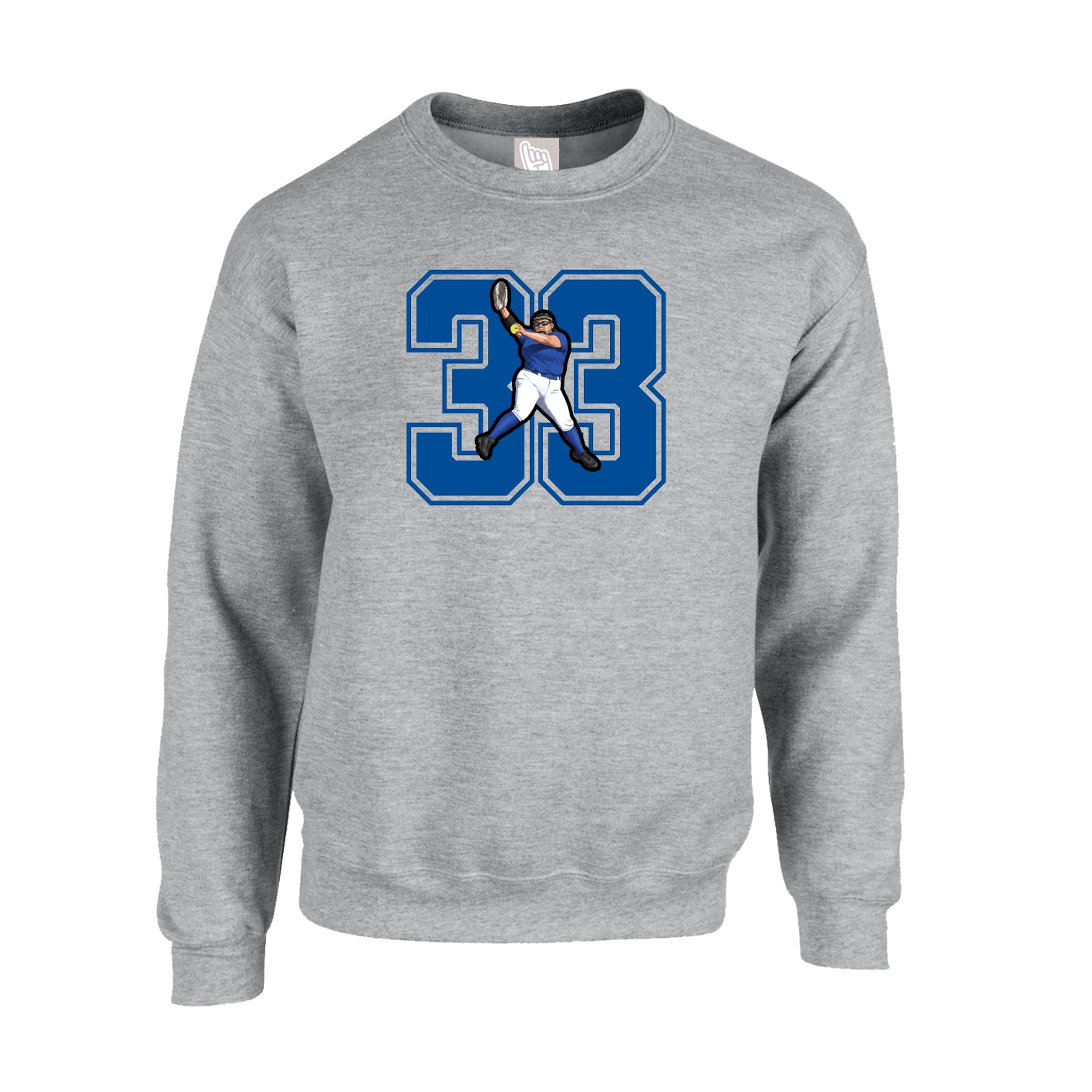 Fleece Crew — Number in Grey