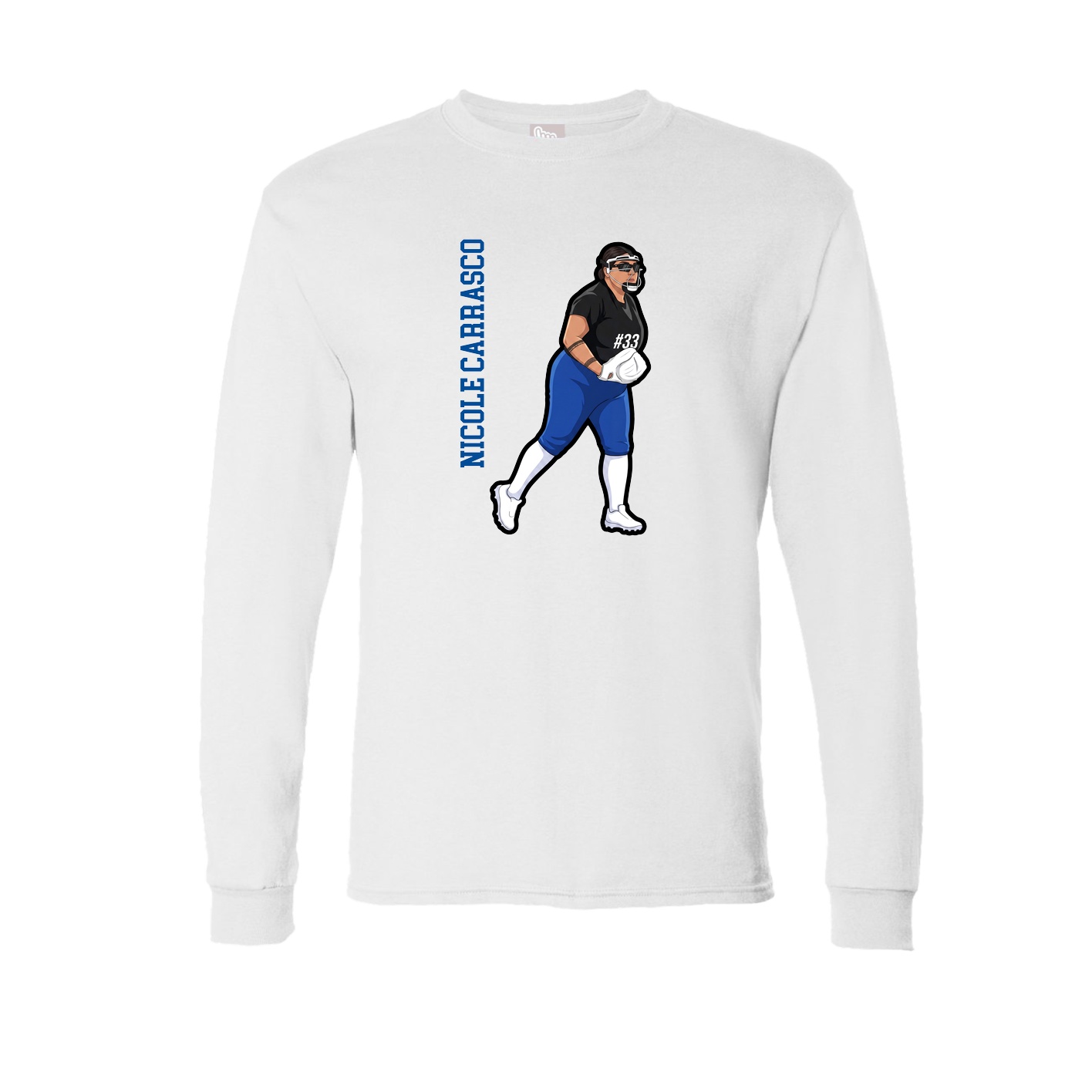 Long Sleeve Tee — Name Vertical in White