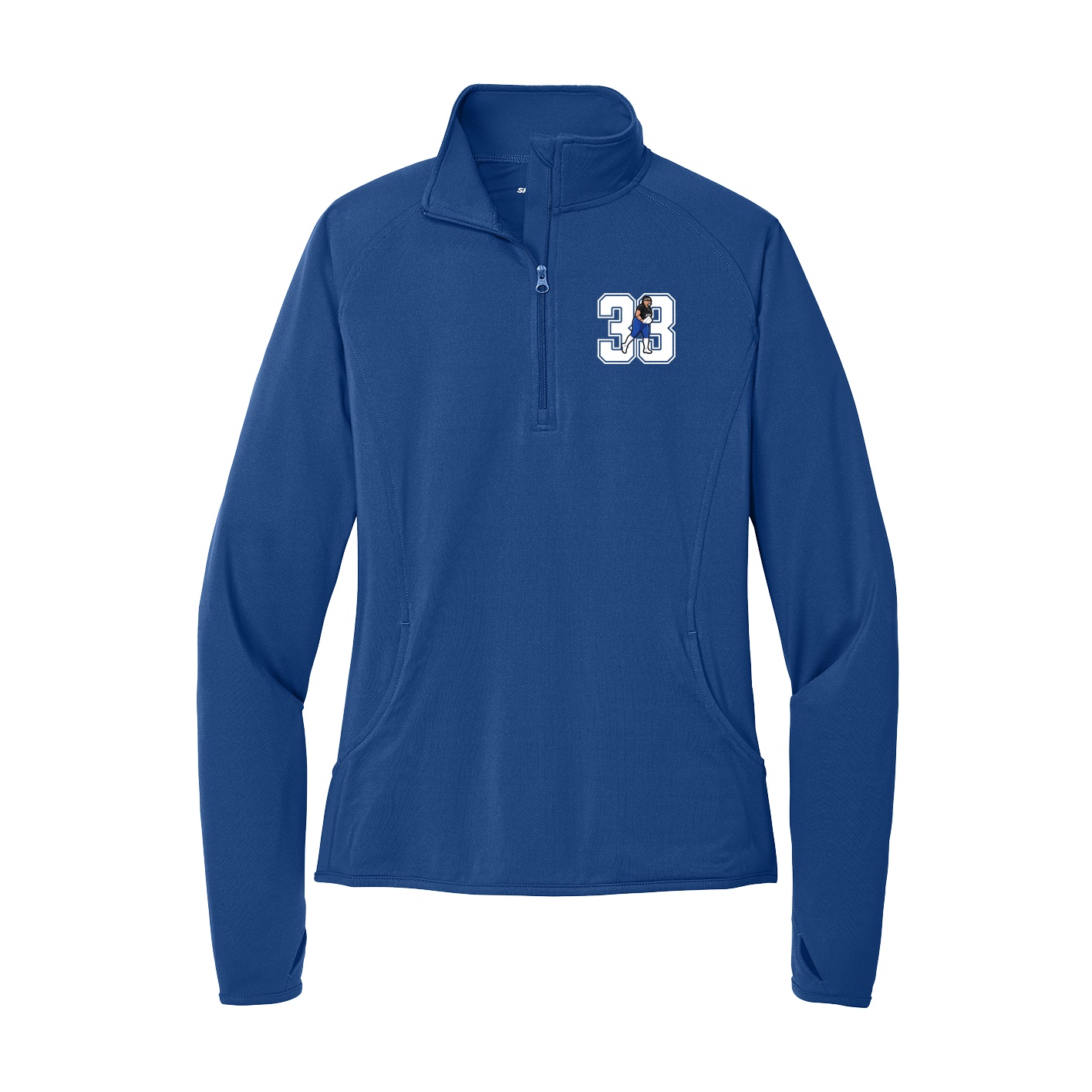 Women's Q-Zip Pullover — Number in Royal