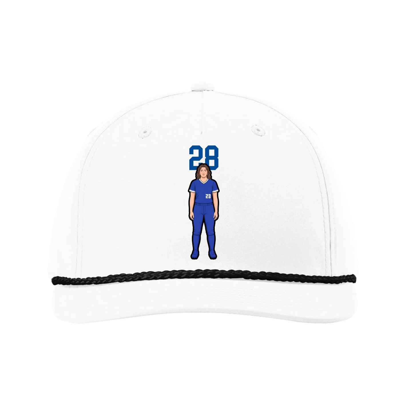 Five-Panel Classic Rope Cap — Number Top in White