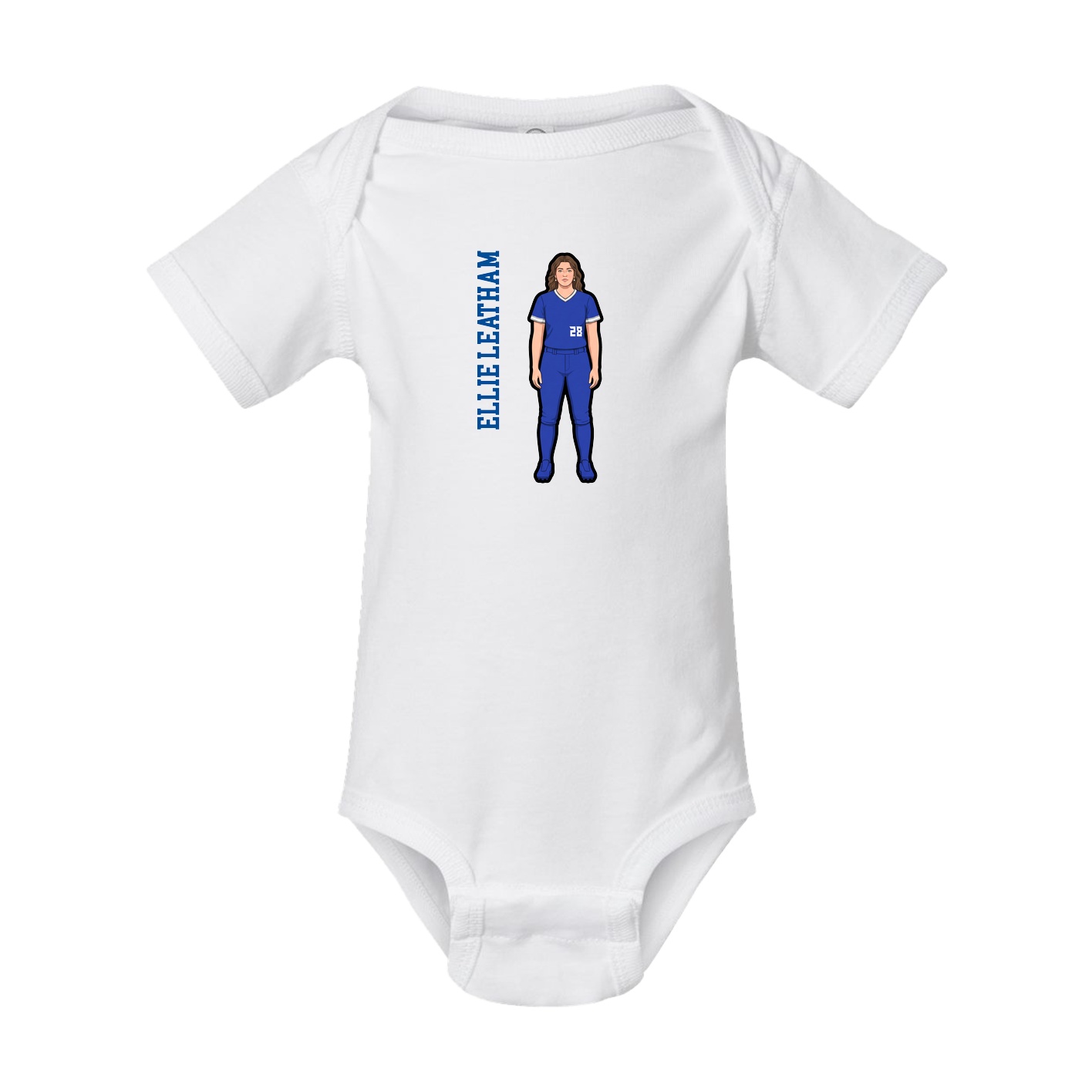 Baby Onesie — Name Vertical in White