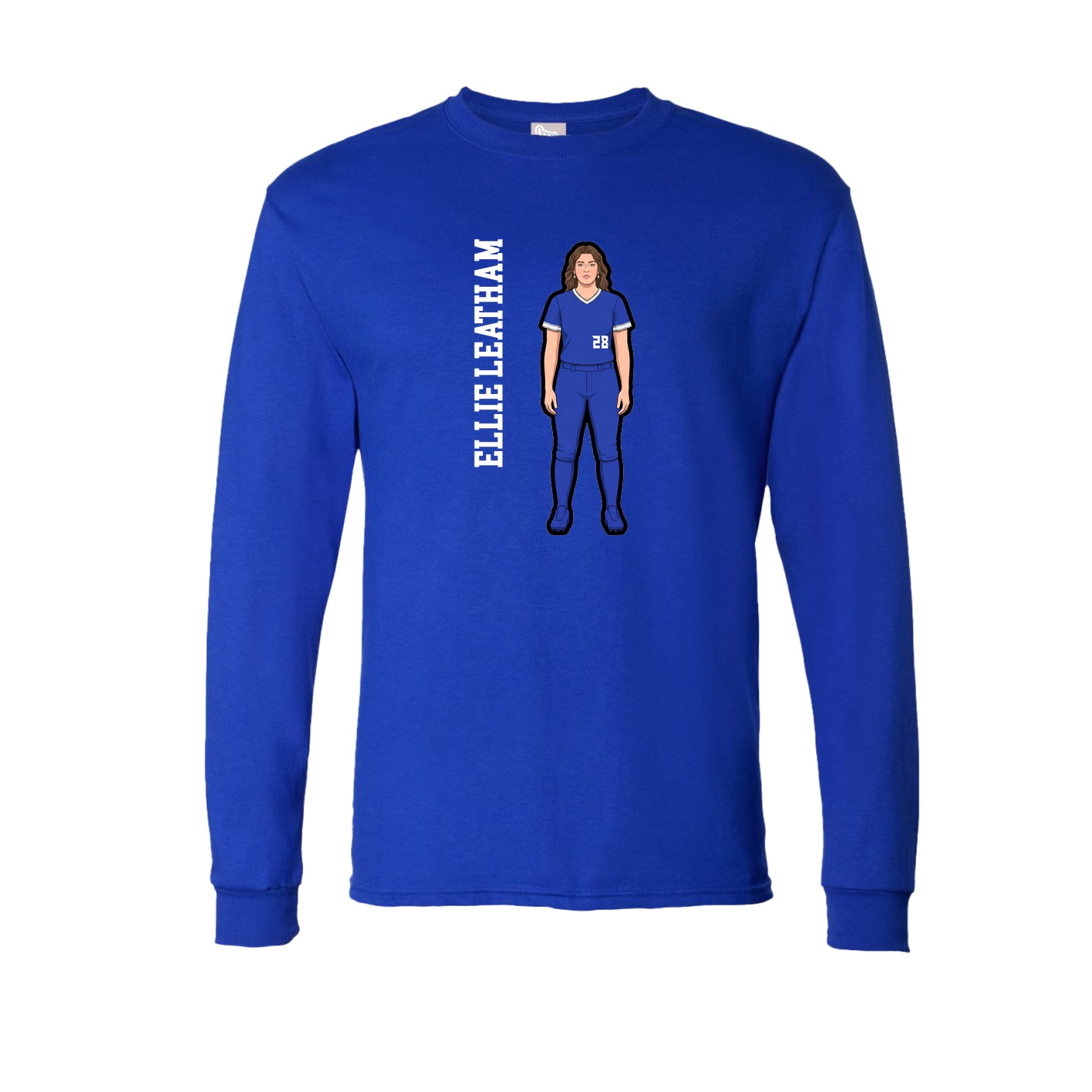 Long Sleeve Tee — Name Vertical in Royal
