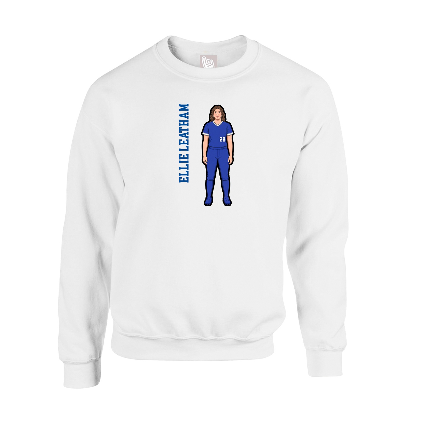 Fleece Crew — Name Vertical in White