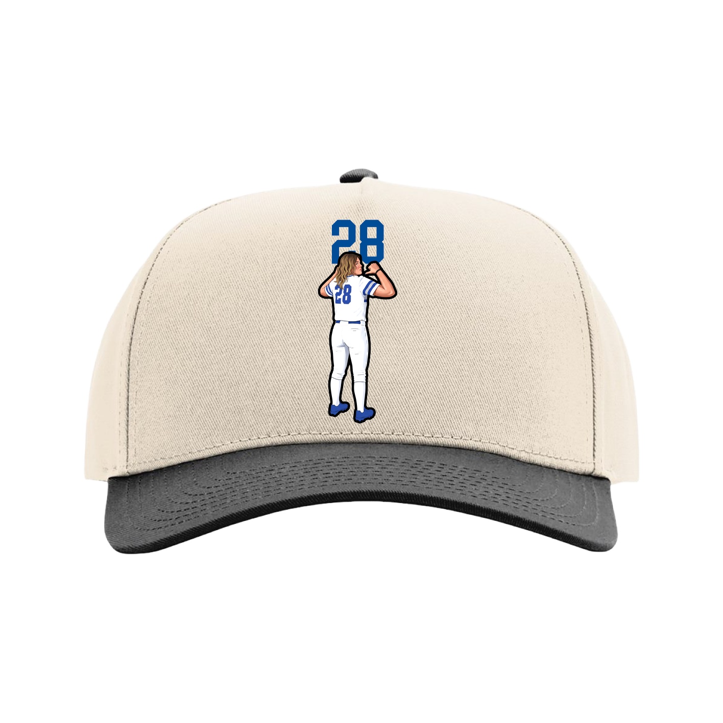 Full Fabric Five-Panel Champ Cap — Number Top in Cream/Black