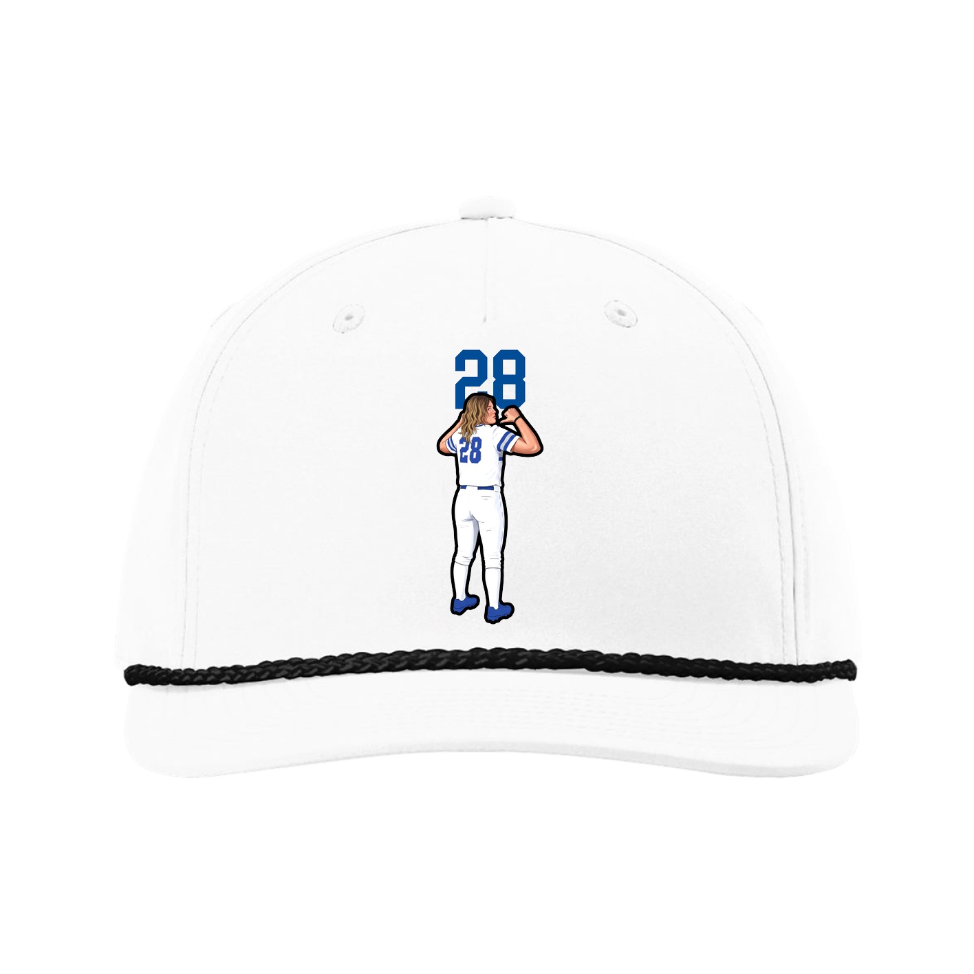 Five-Panel Classic Rope Cap — Number Top in White