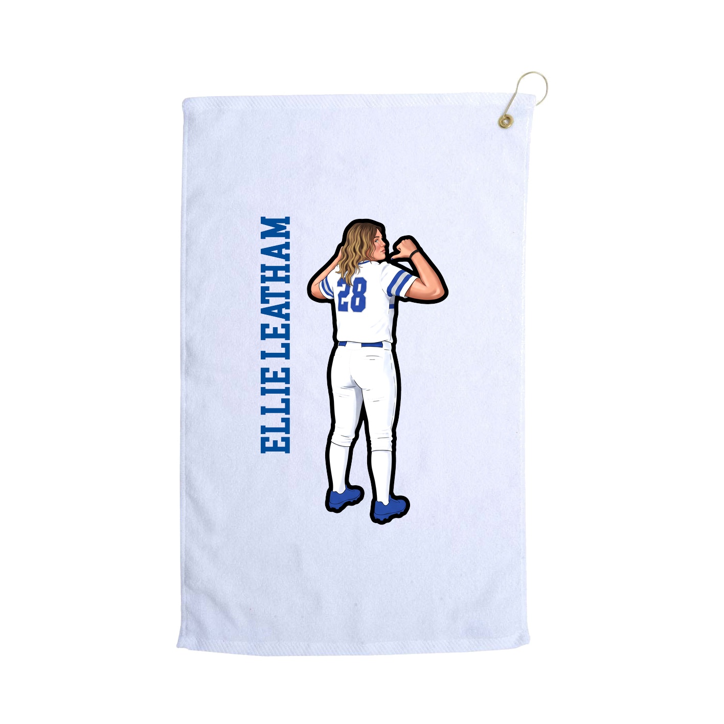 Golf Towel — Name Vertical in White