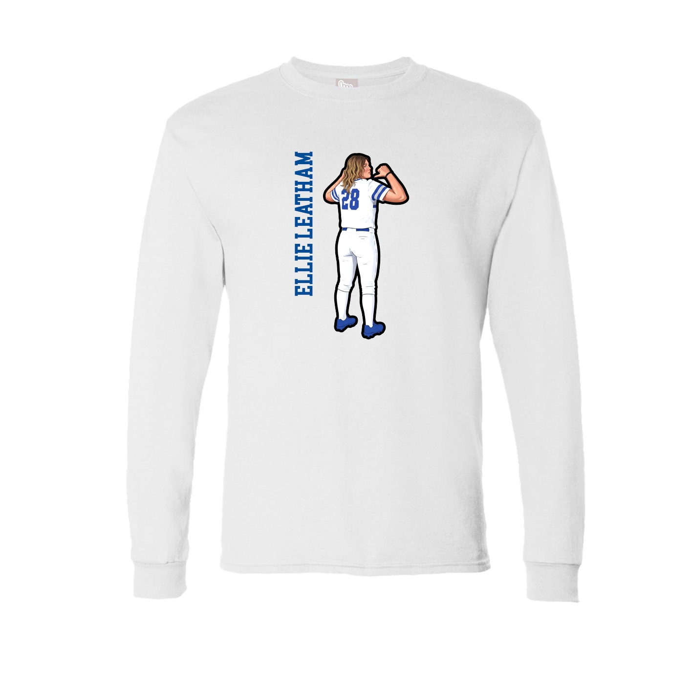 Long Sleeve Tee — Name Vertical in White