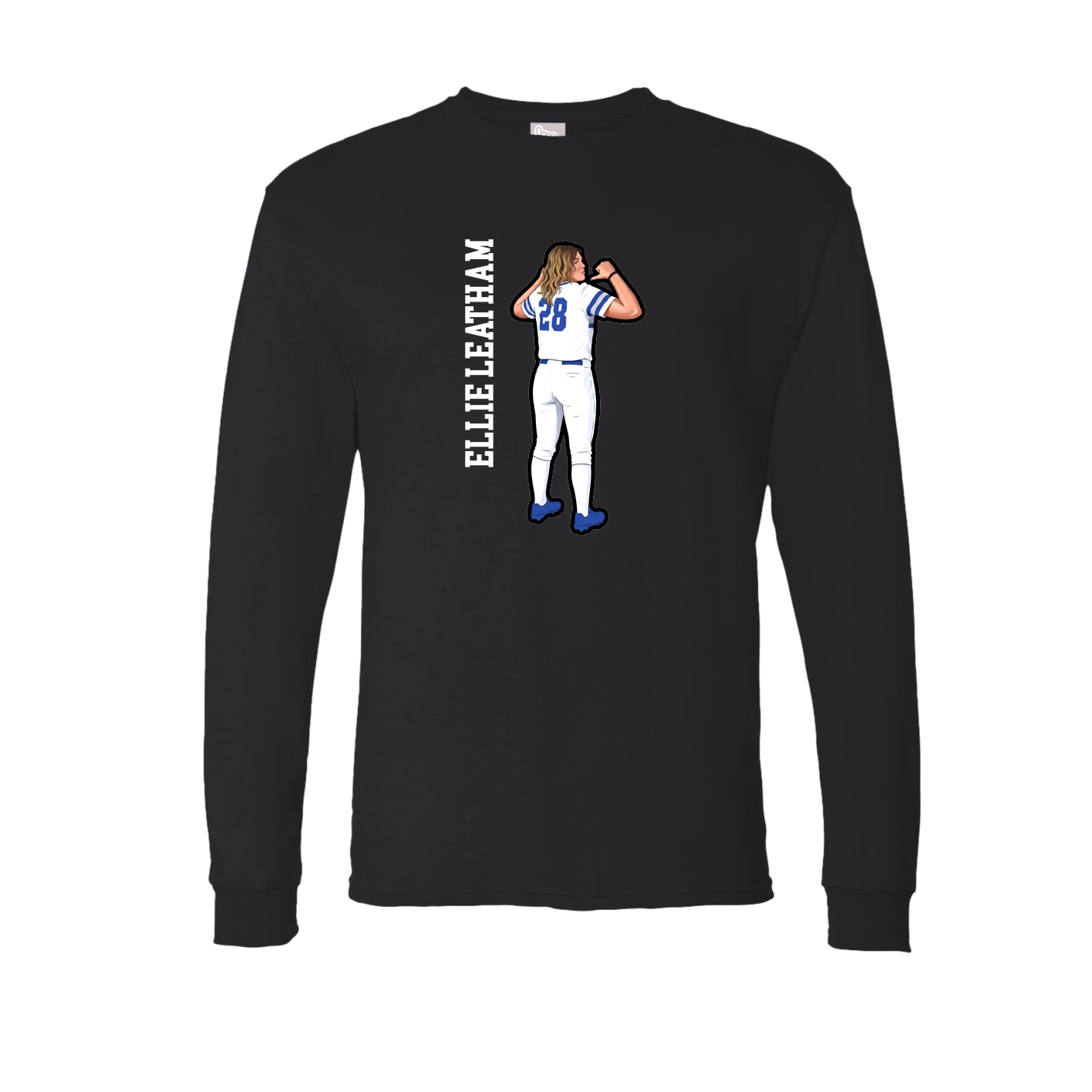 Long Sleeve Tee — Name Vertical in Black