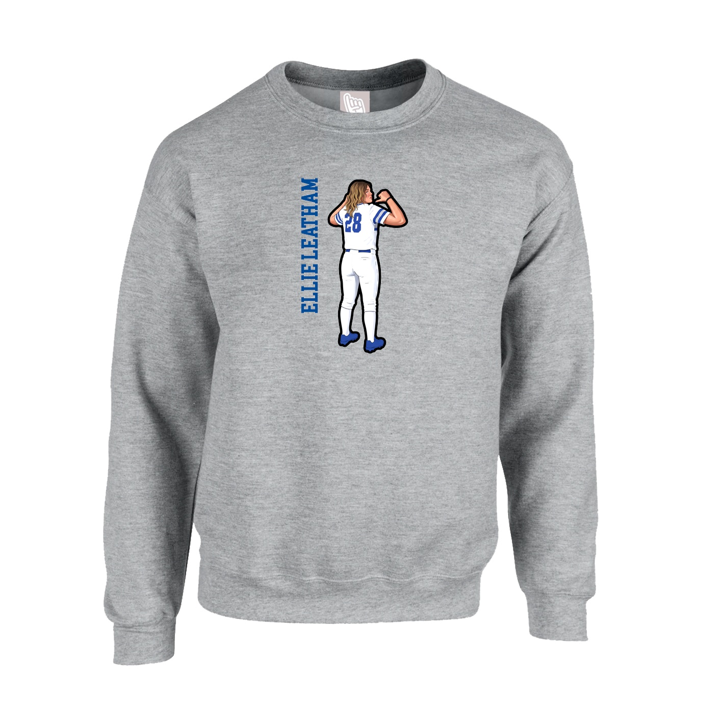 Fleece Crew — Name Vertical in Grey