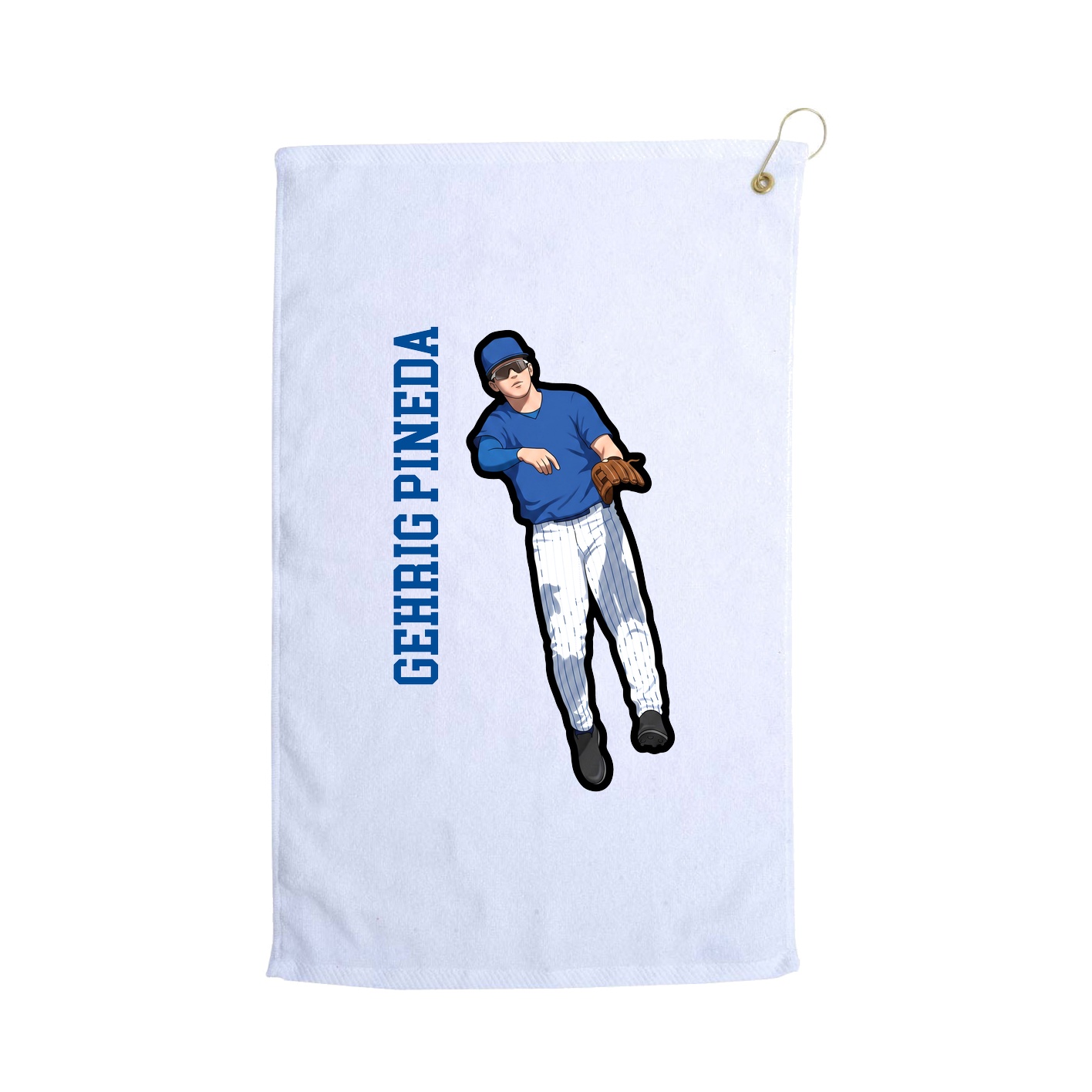 Golf Towel — Name Vertical in White