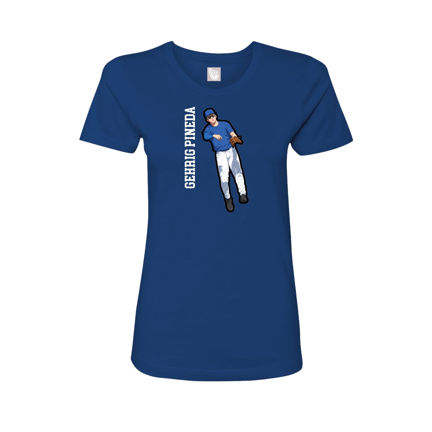 Fitted Women's Tee — Name Vertical in Royal