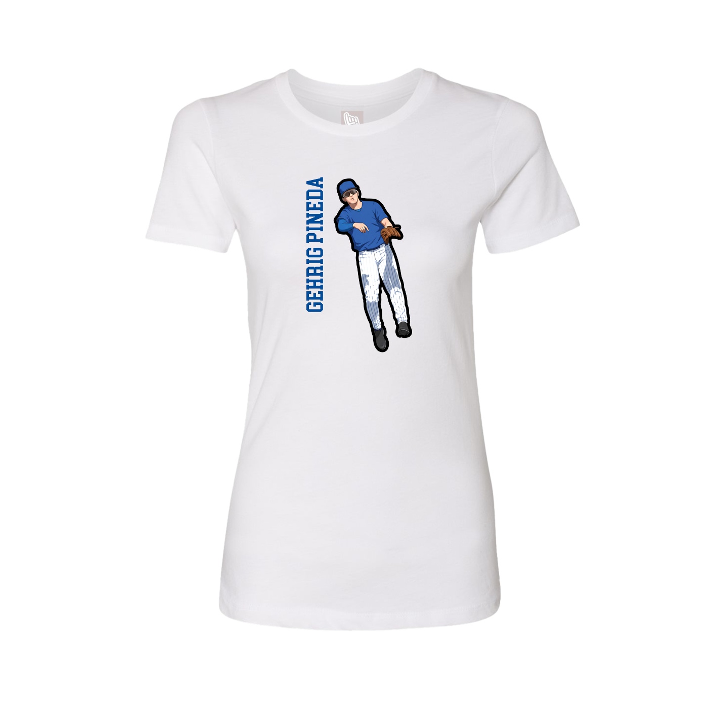 Fitted Women's Tee — Name Vertical in White