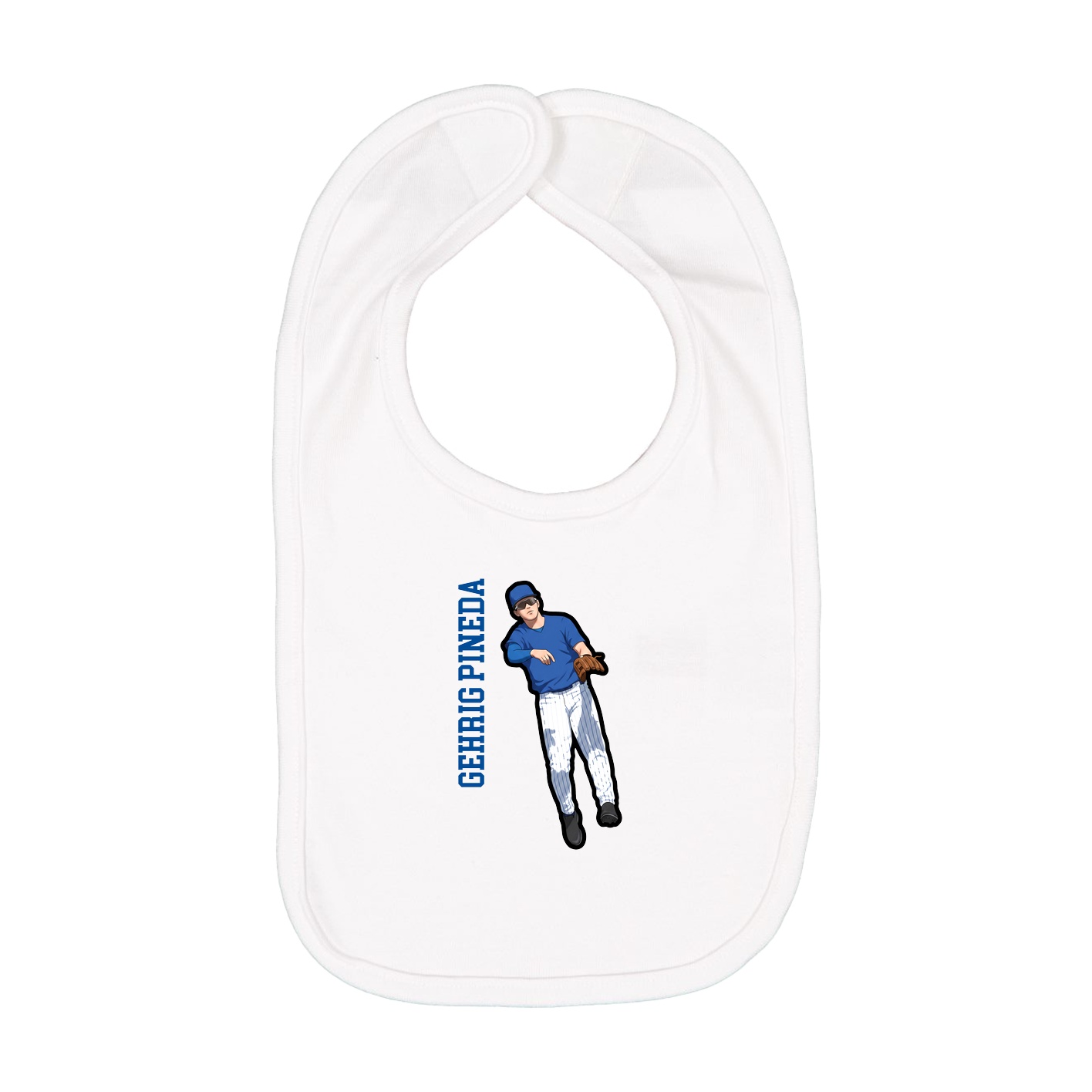 Infant Bib — Name Vertical in White