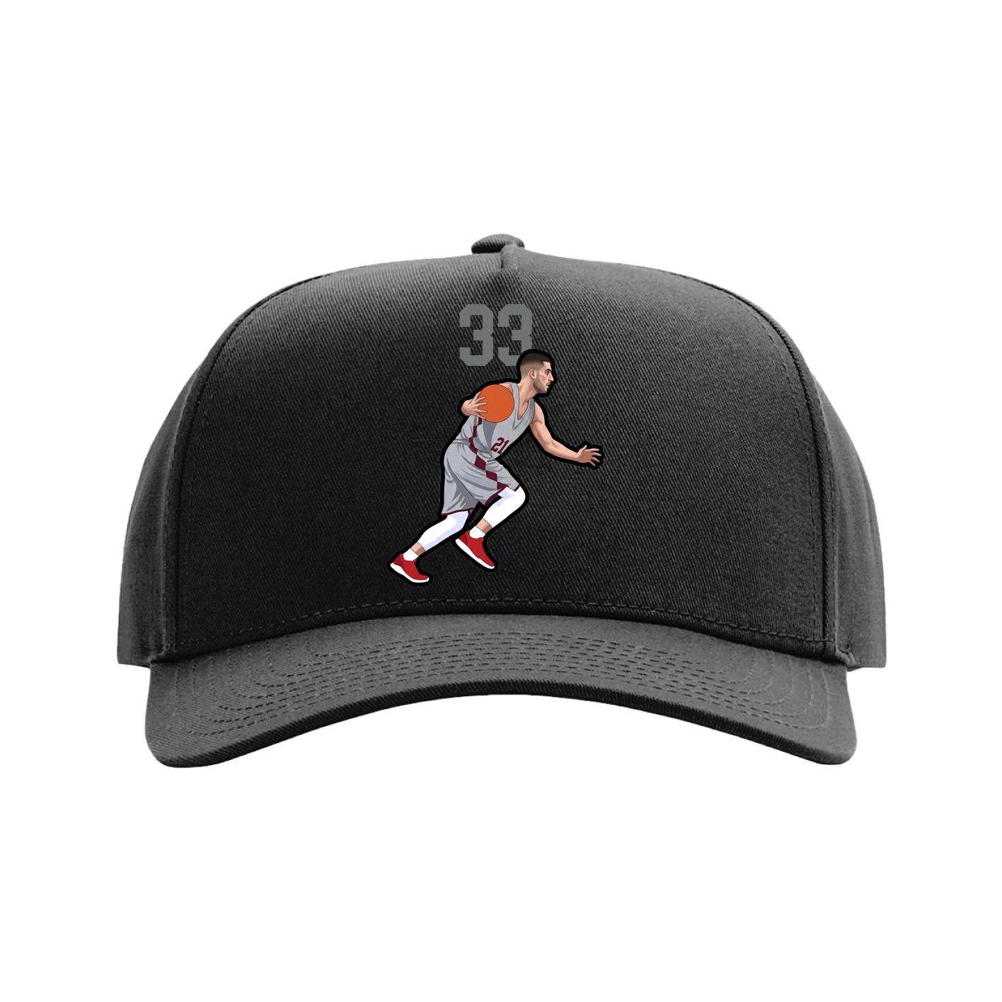 Full Fabric Five-Panel Champ Cap — Number Top in Black