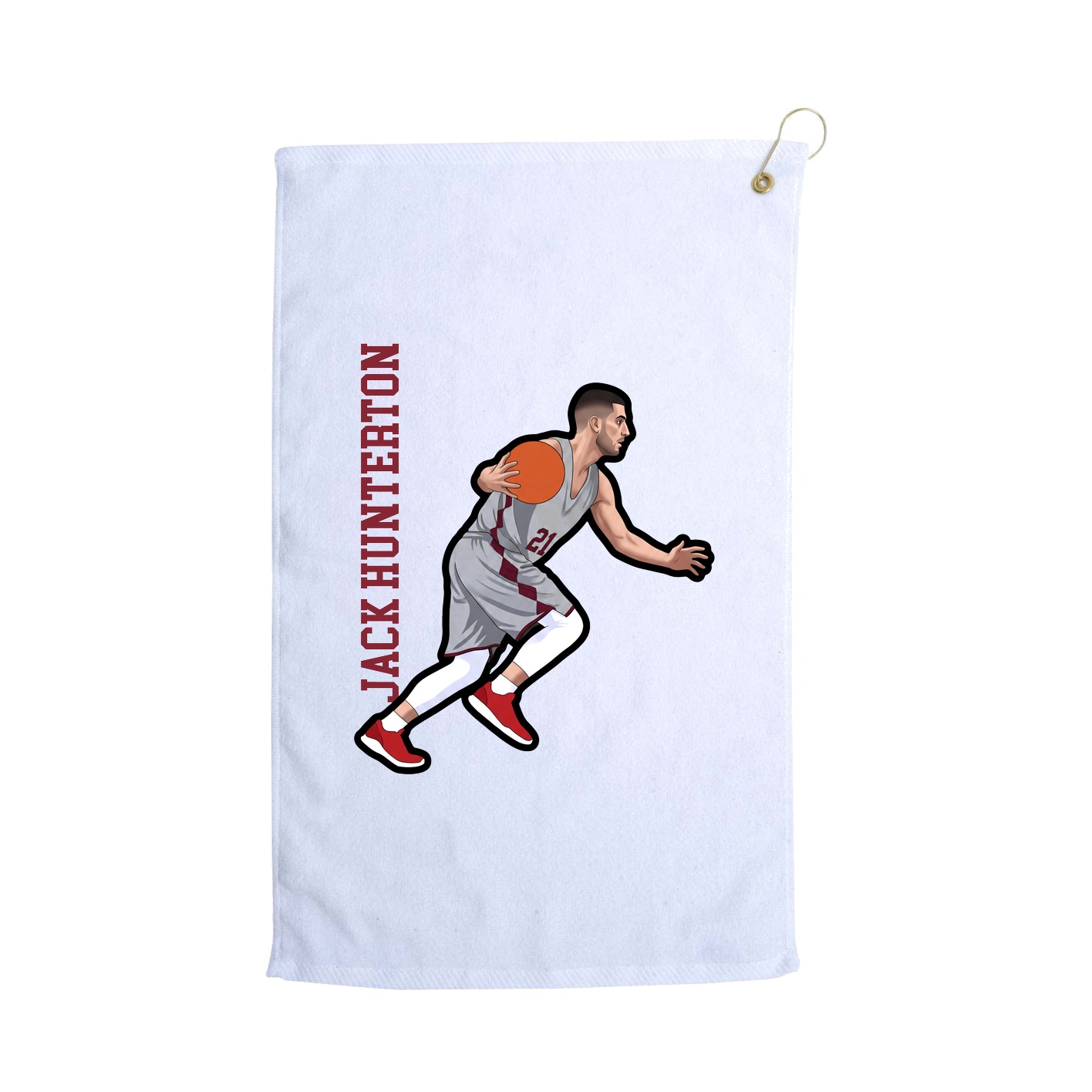 Golf Towel — Name Vertical in White
