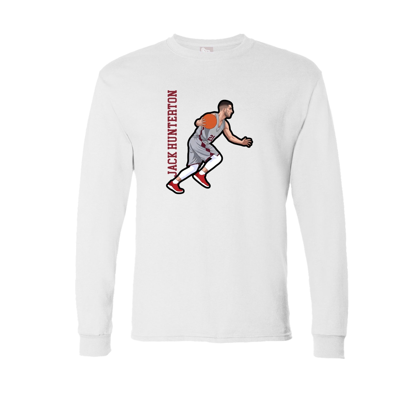 Long Sleeve Tee — Name Vertical in White