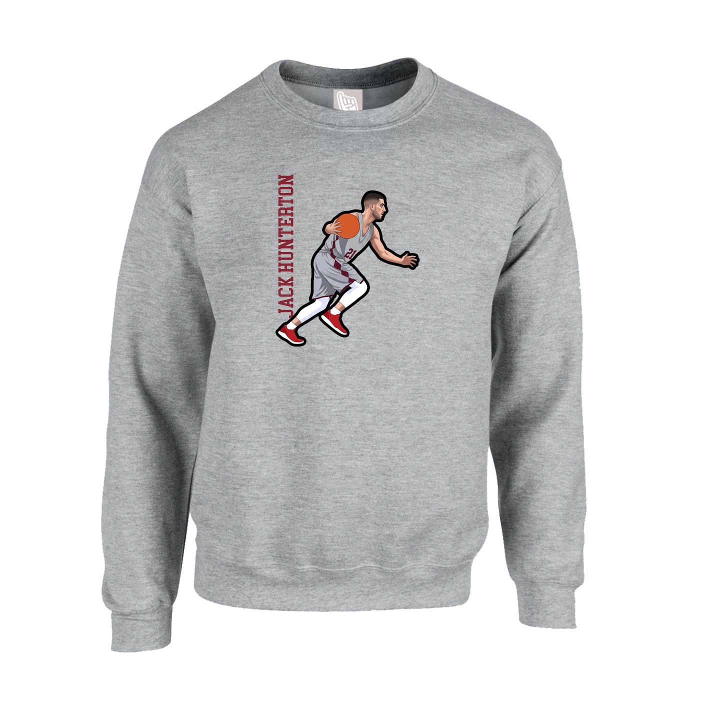 Fleece Crew — Name Vertical in Grey