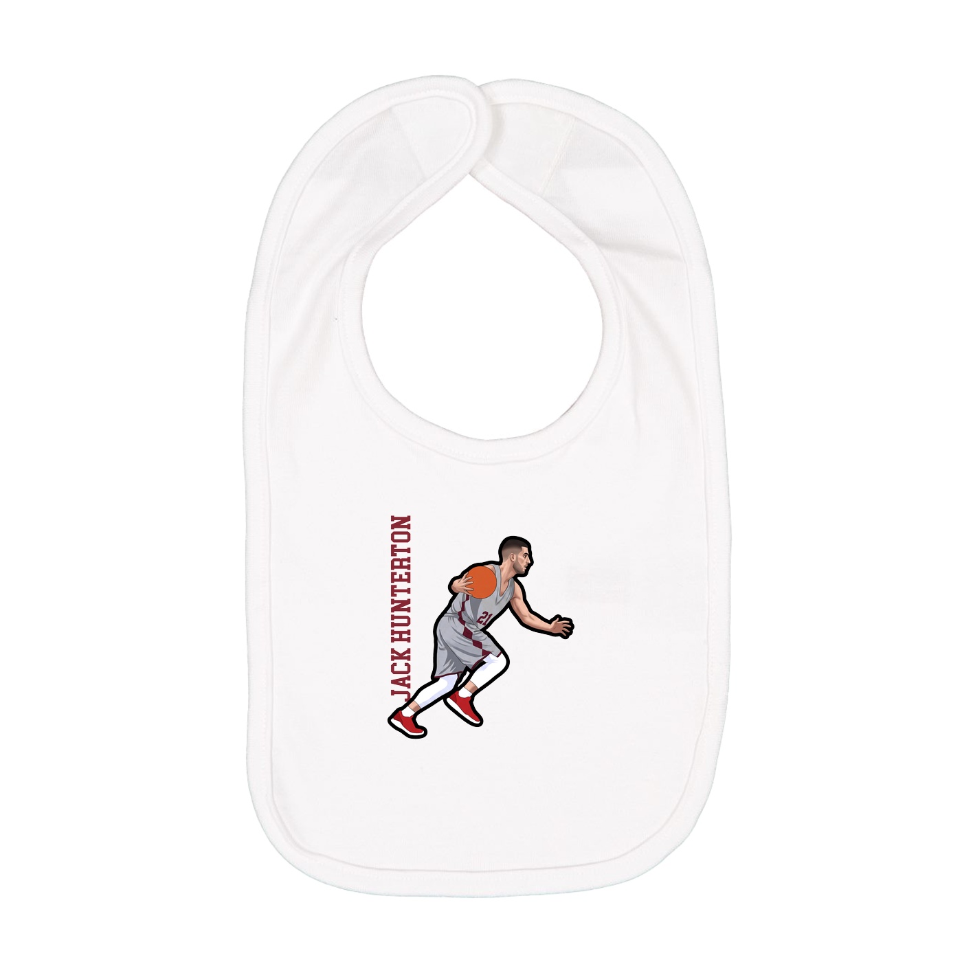 Infant Bib — Name Vertical in White