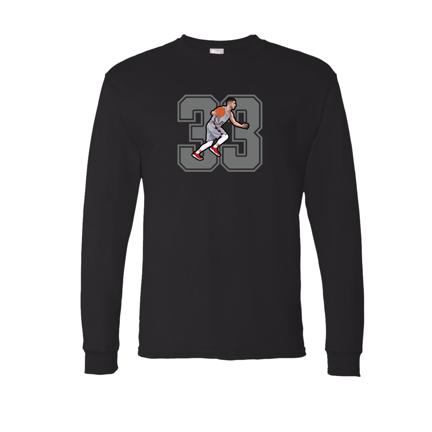 Long Sleeve Tee — Number in Black