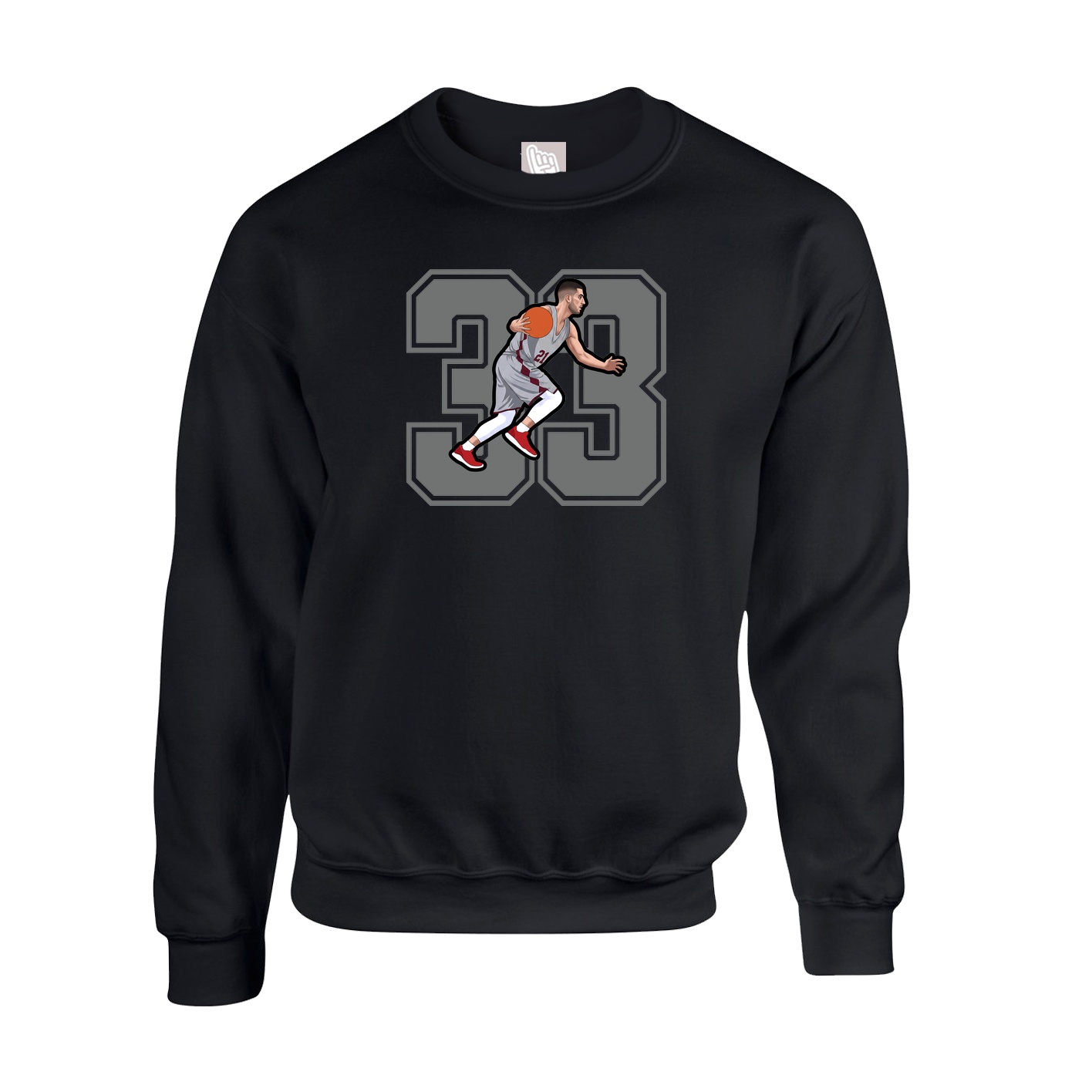 Fleece Crew — Number in Black