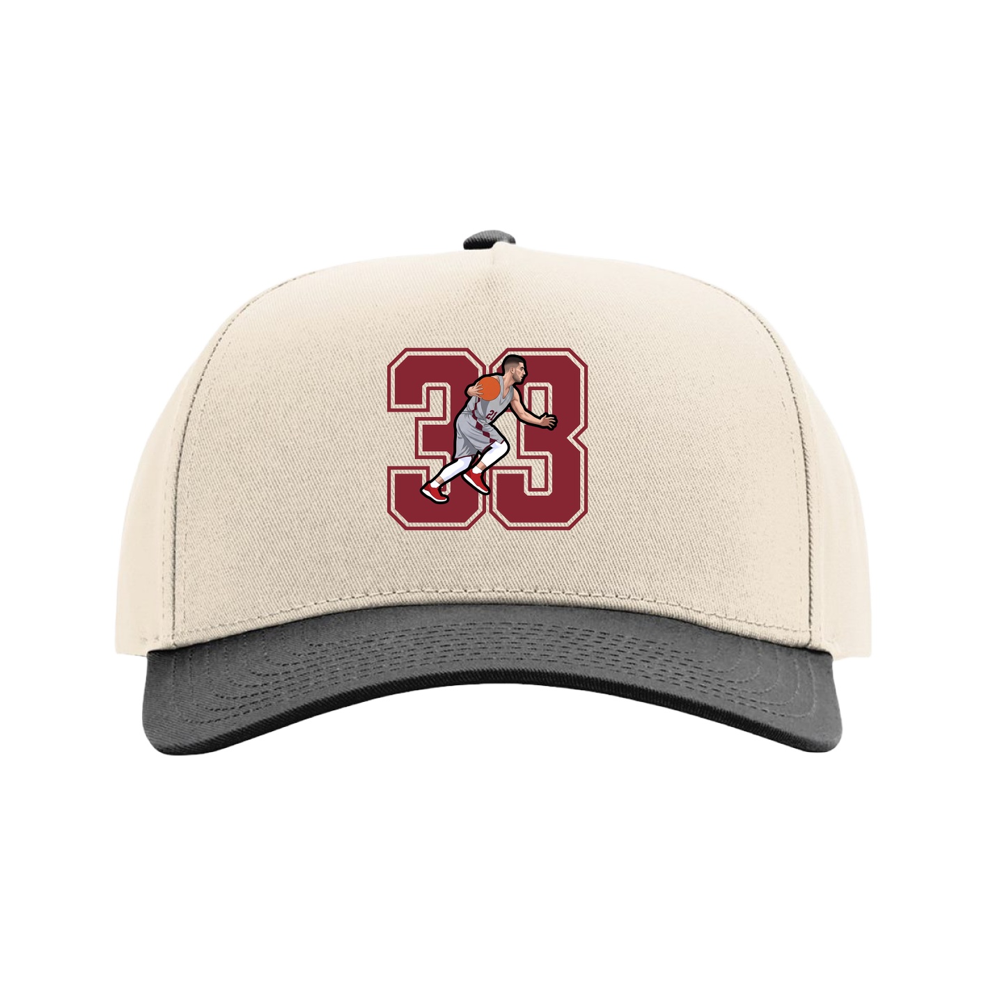 Full Fabric Five-Panel Champ Cap — Number in Cream/Black