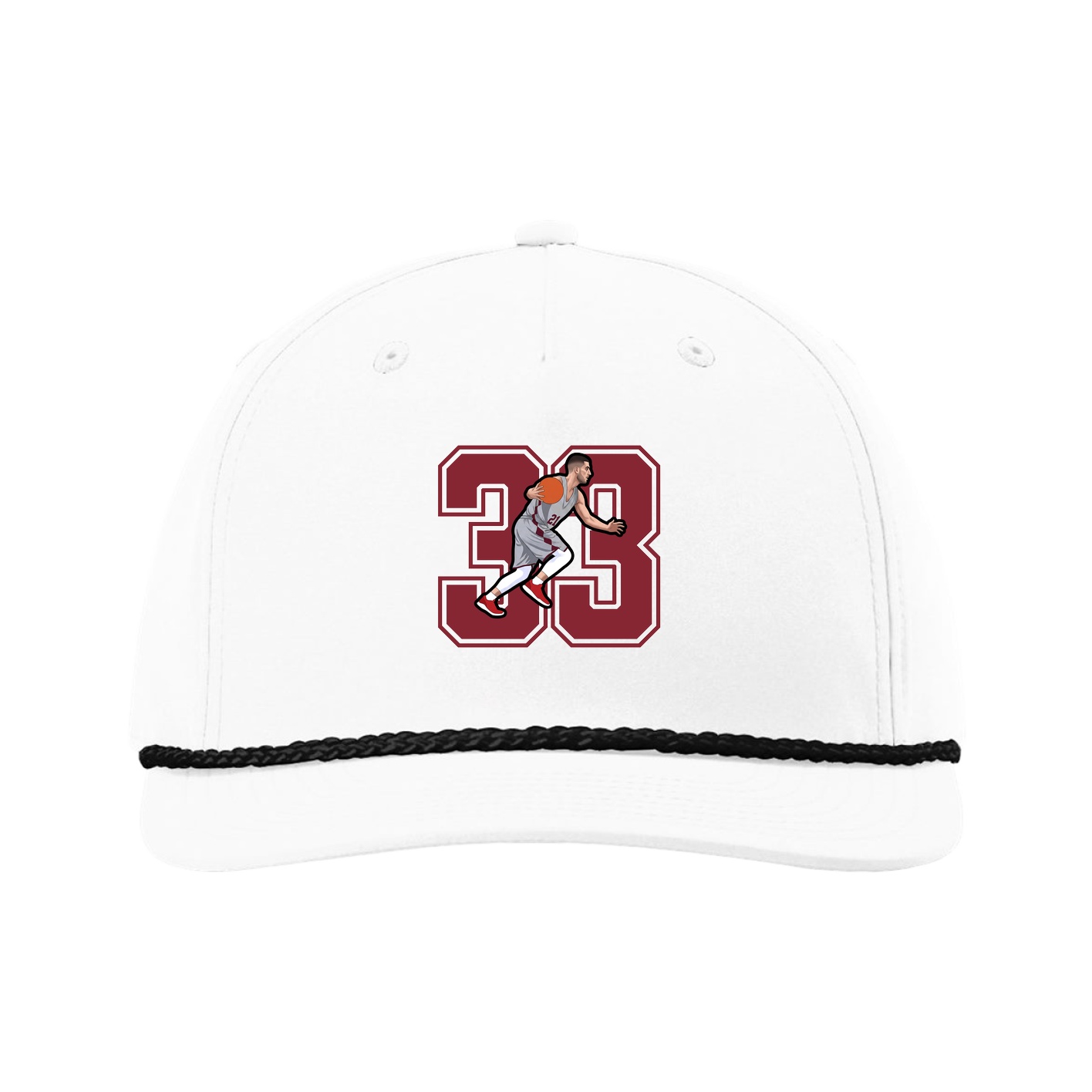 Five-Panel Classic Rope Cap — Number in White