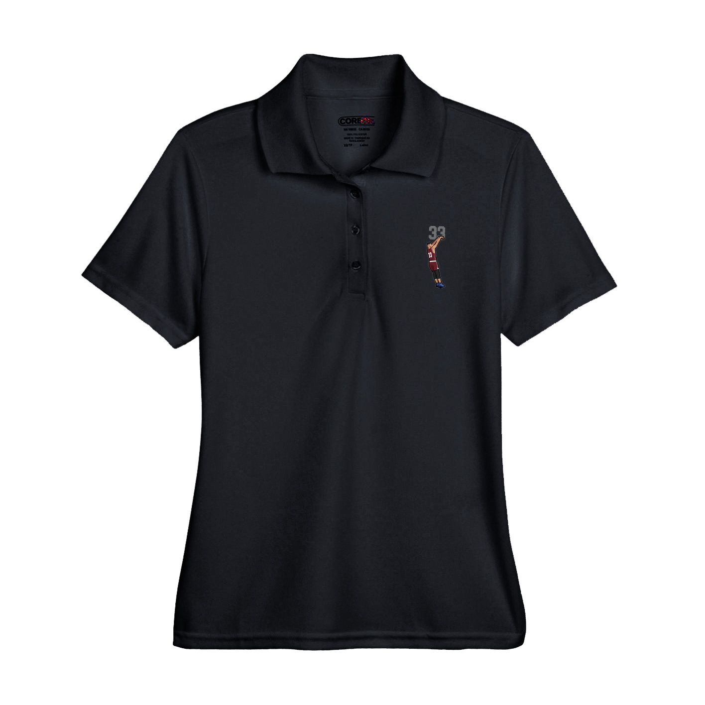 Womens Performance Polo — Number Top in Black