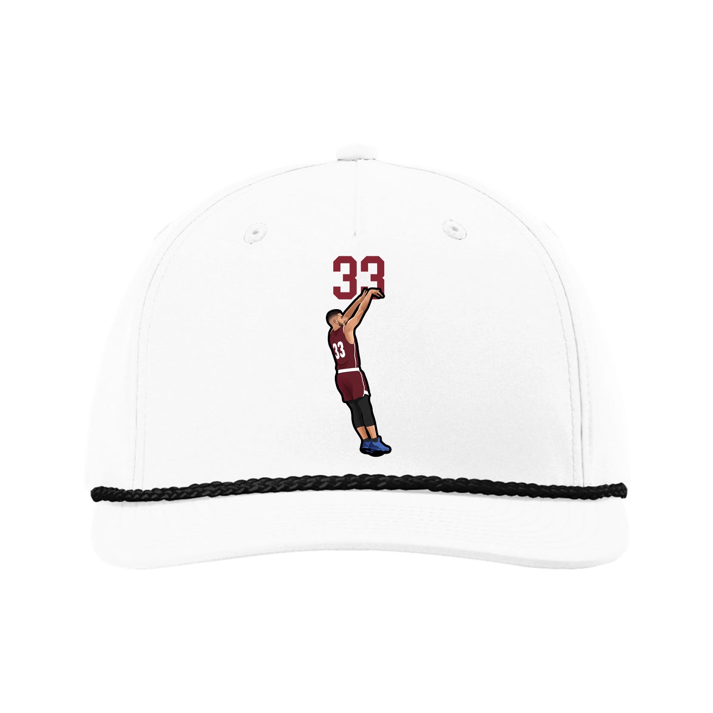 Five-Panel Classic Rope Cap — Number Top in White