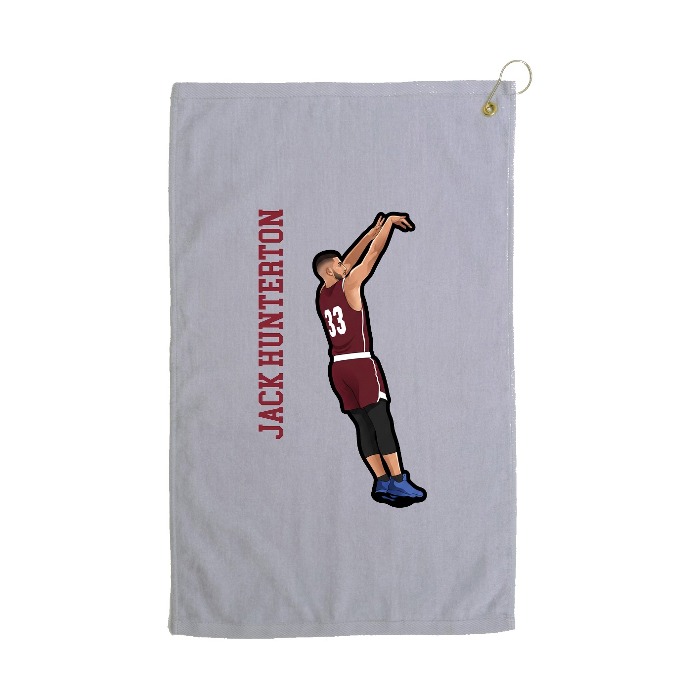 Golf Towel — Name Vertical in Grey